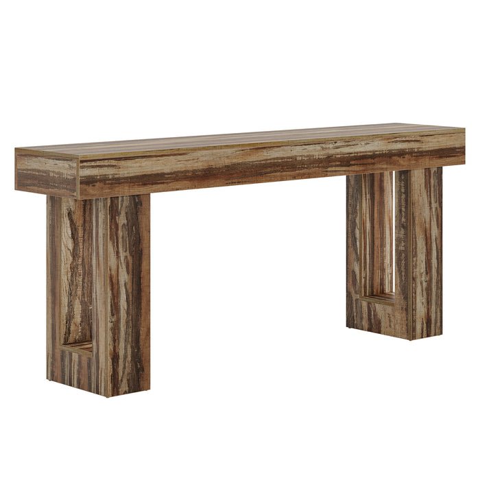 63" Wood Sofa Table, Chunky Console Table for Entryway