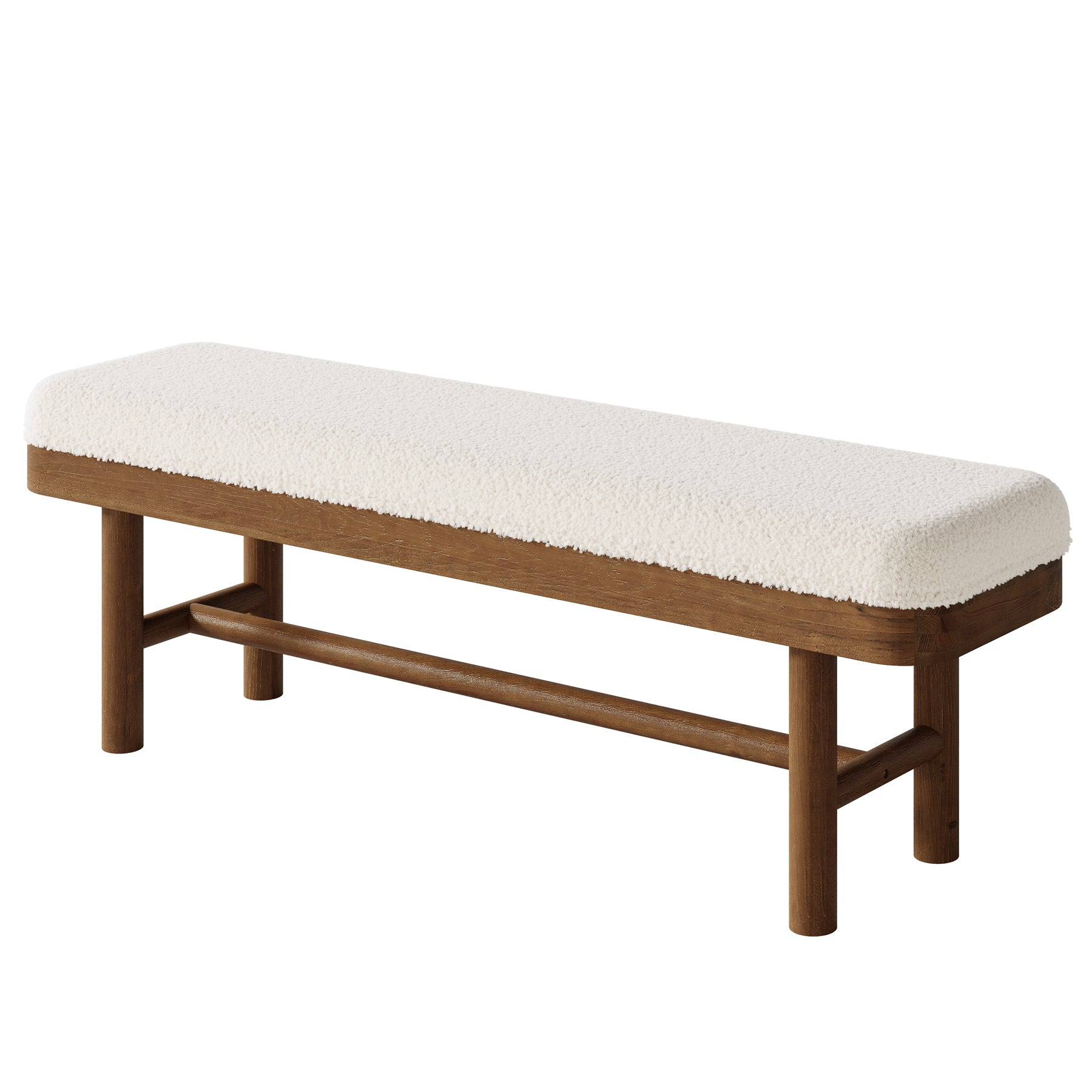 Solid Wood Shoe Bench, 55" Upholstered Entryway Bench with Removable Cushion