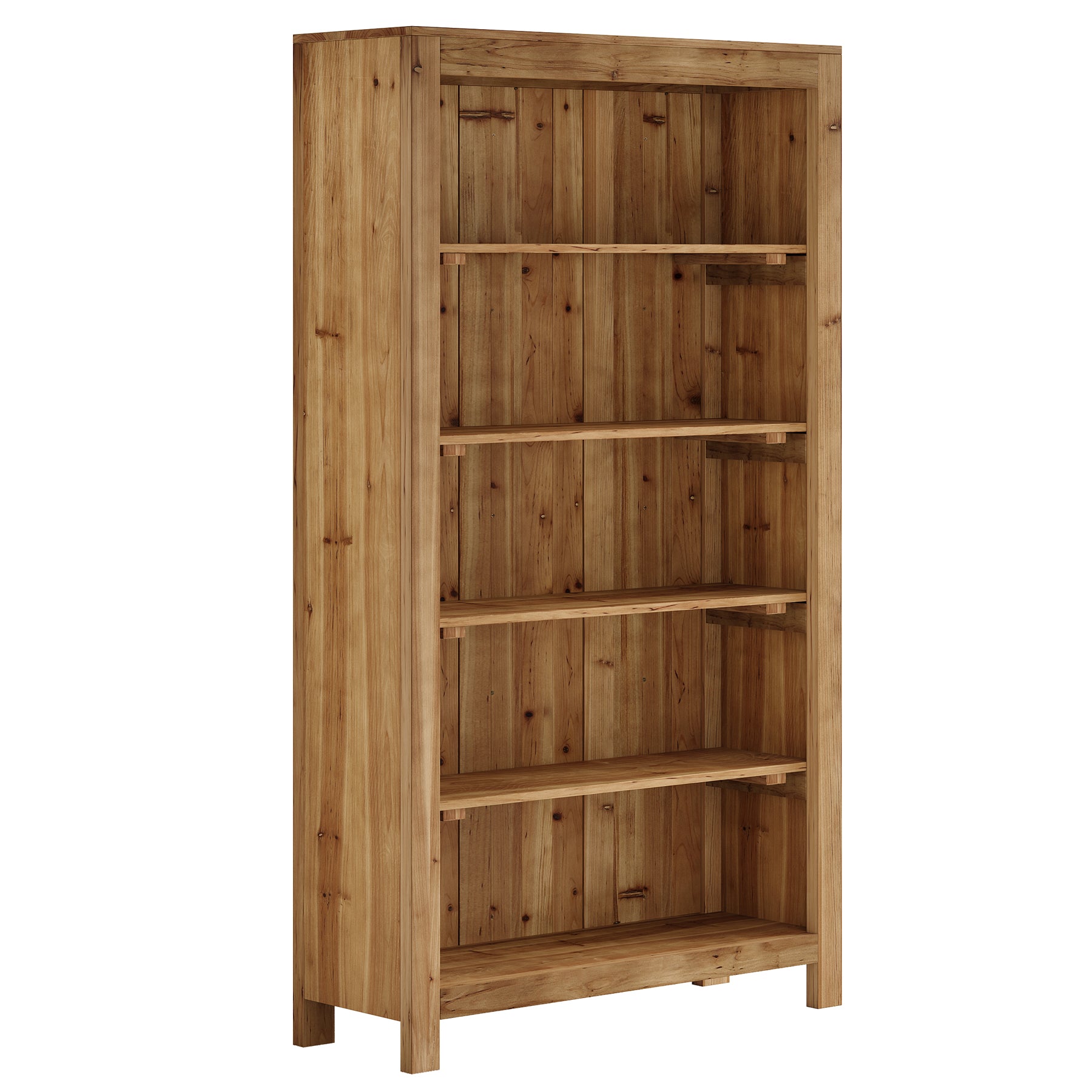 Solid Wood Bookcase, 5-Tier Bookshelf Display Storage Shelves