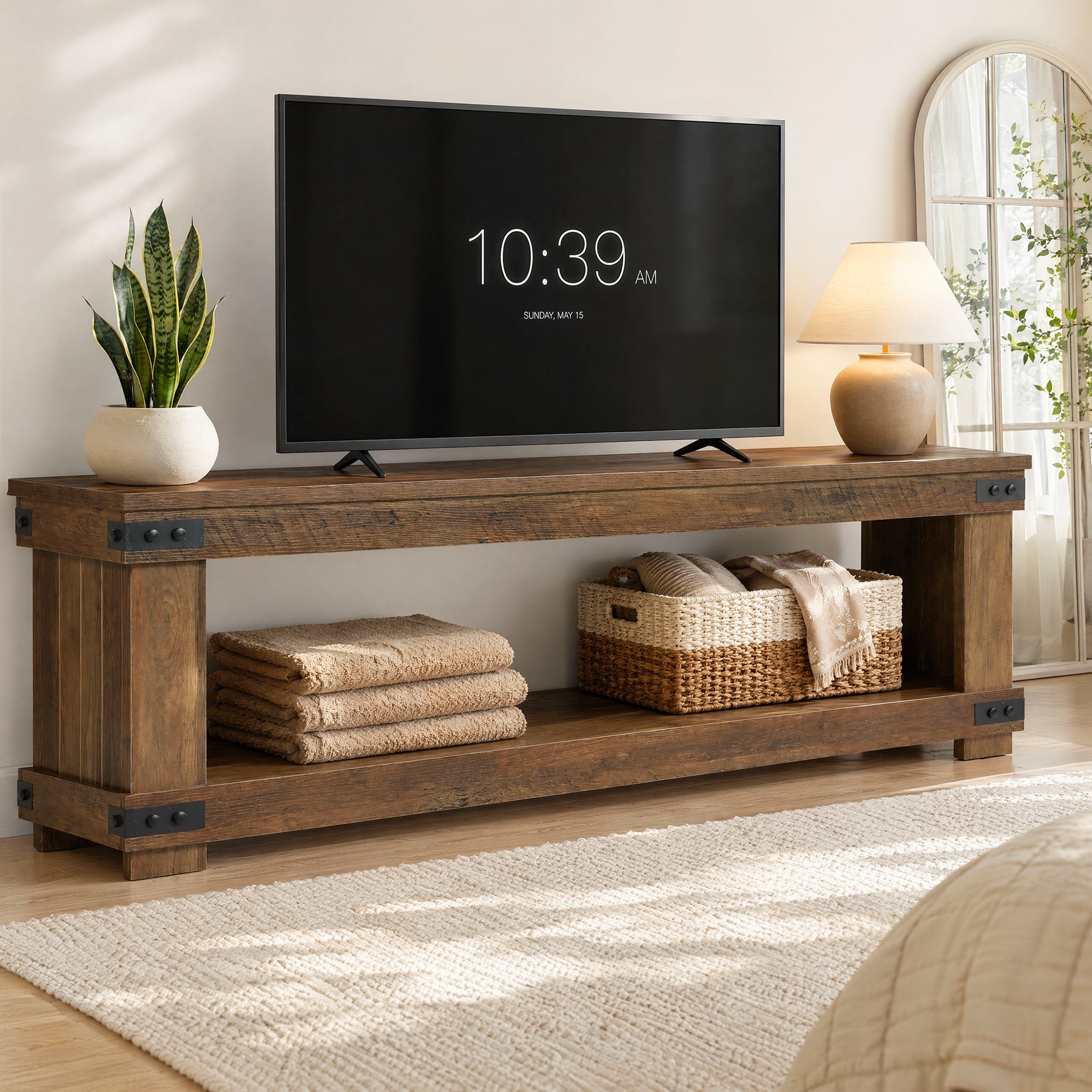 71" TV Stand for 55/65/75" TV, Entertainment Center TV Console with Storage Shelf