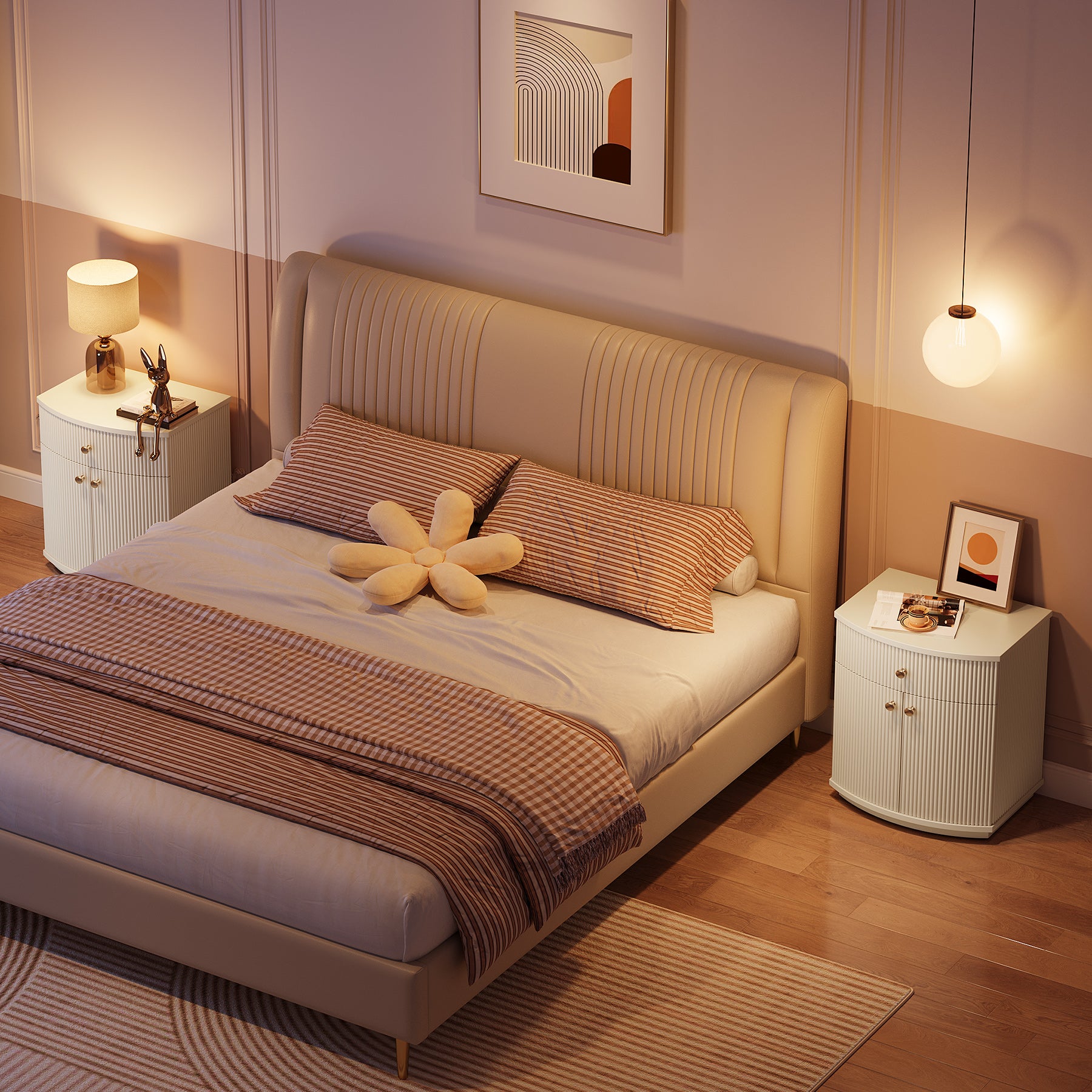 20" Nightstand, Modern Bedside Table with Storage Drawer and Cabinet