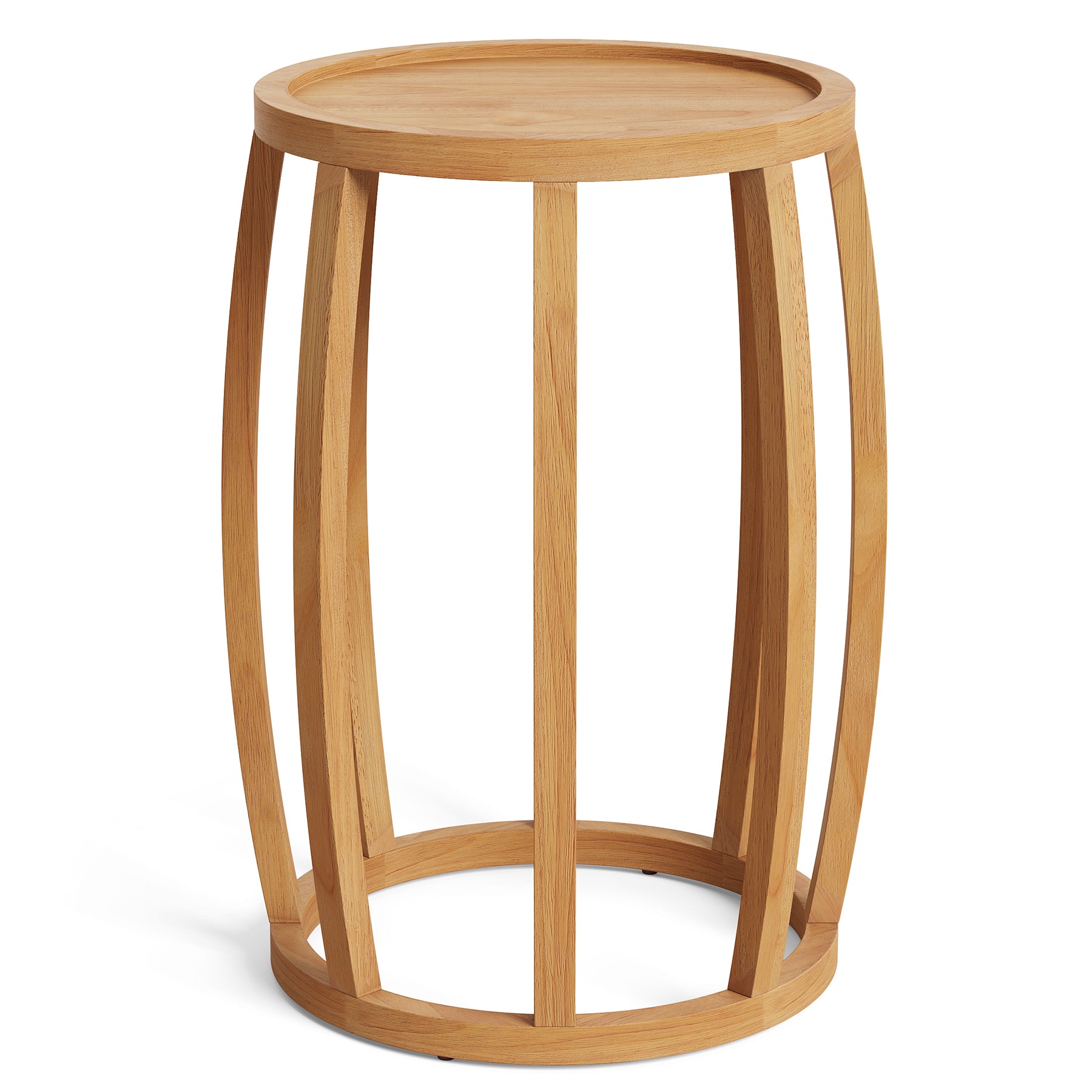 Solid Wood Round End Table, Small Farmhouse Side Table for Living Room