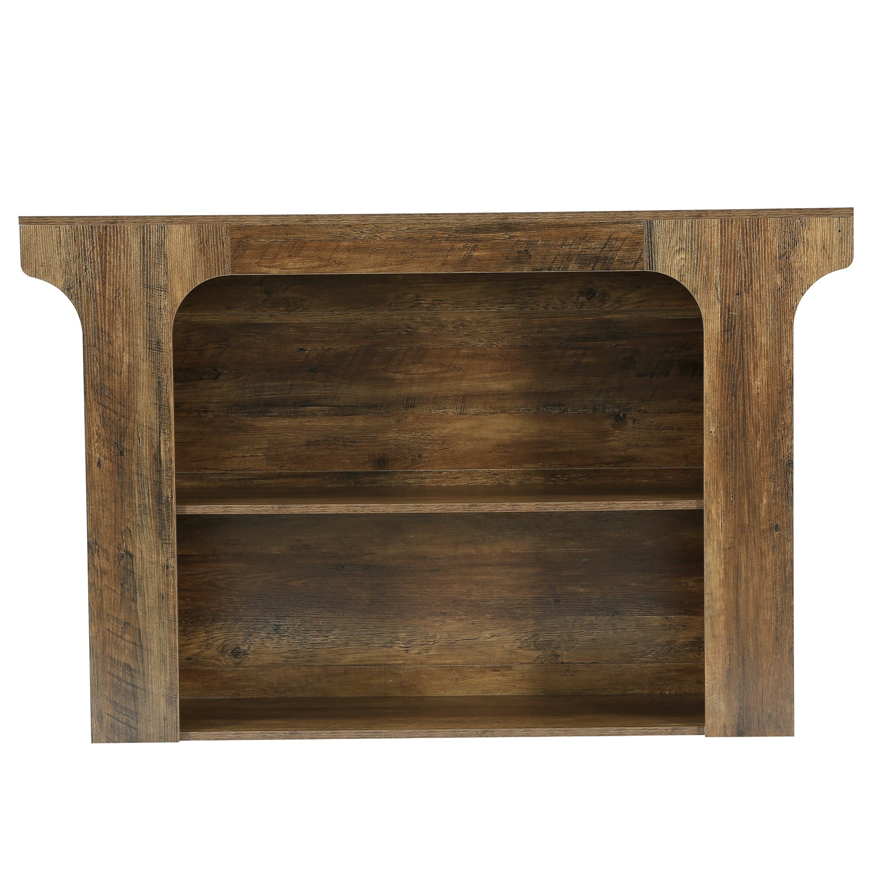 55" Wooden Kitchen Island, Stationary Dinner Prep Station with 2 Shelves