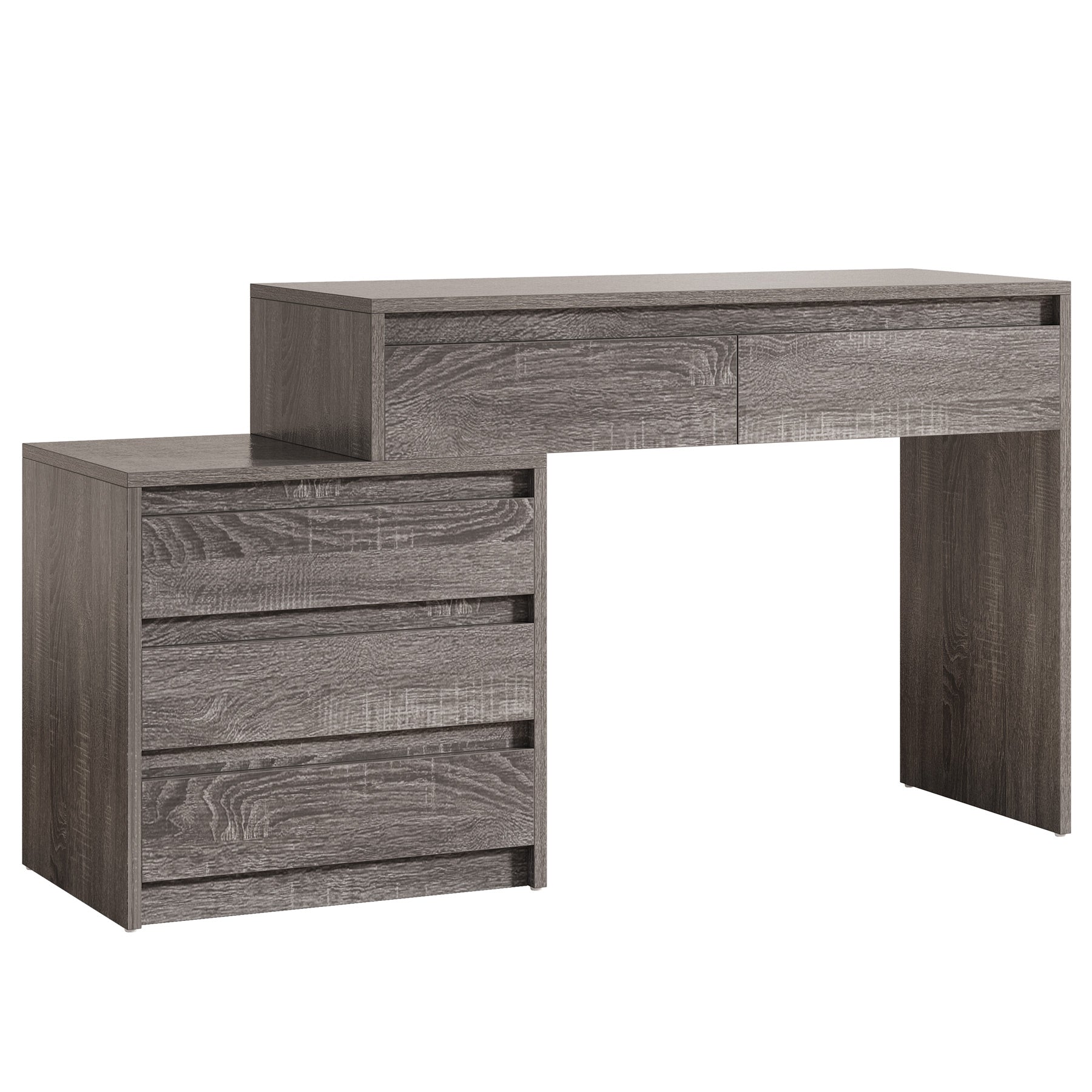 Computer Desk with 5 Drawers, Executive Home Office Desk with File Cabinet