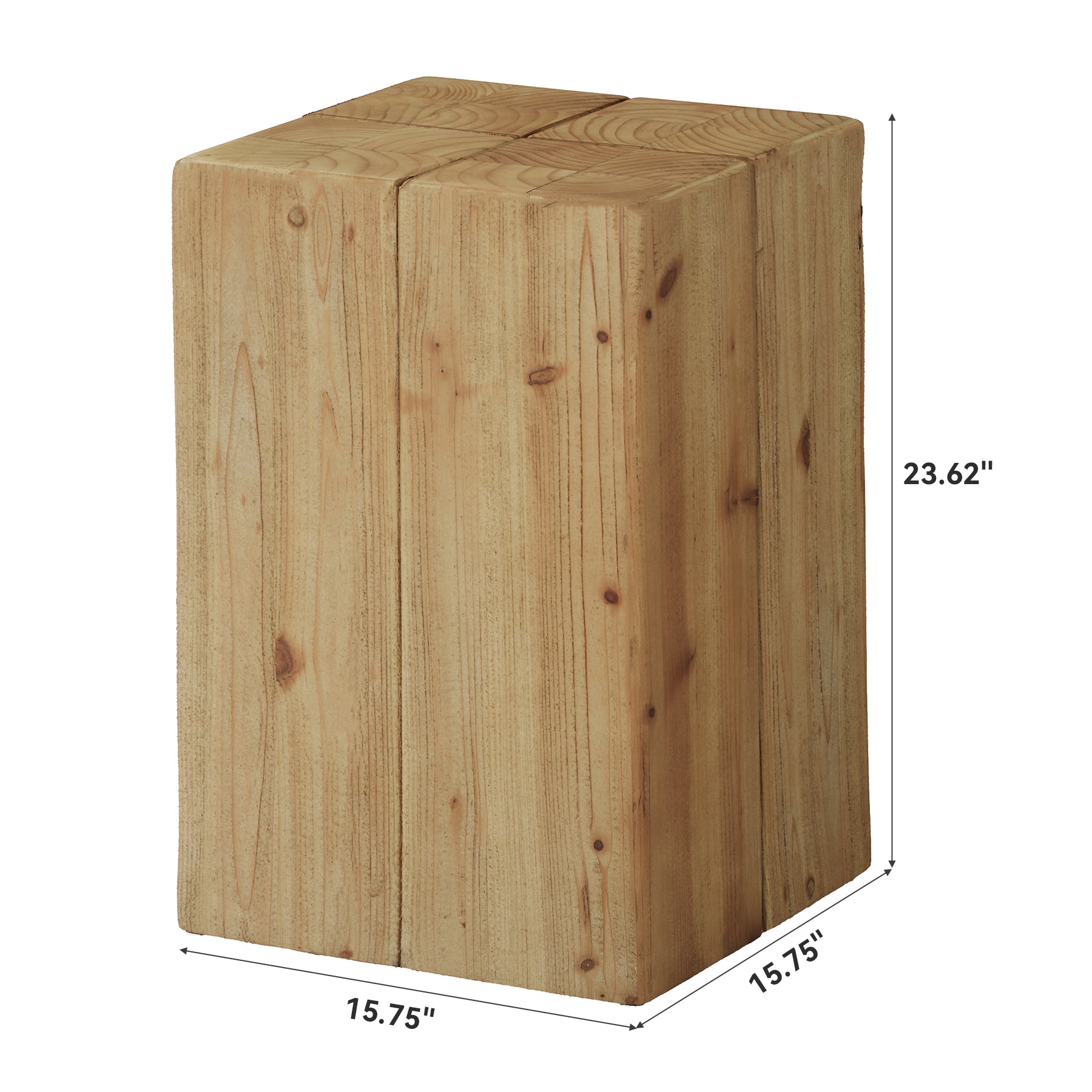 Solid Wood End Table, 23.6" Square Side Table for Living Room