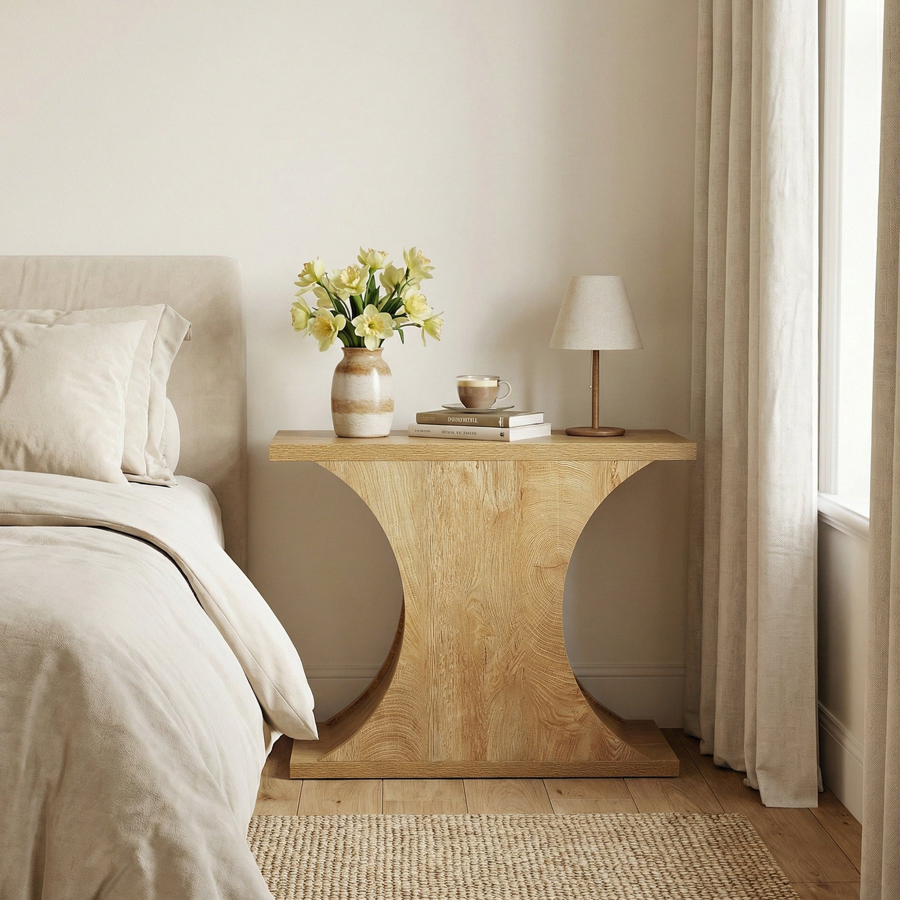 31.5" Nightstand, Narrow Bedside Table with Hourglass Base