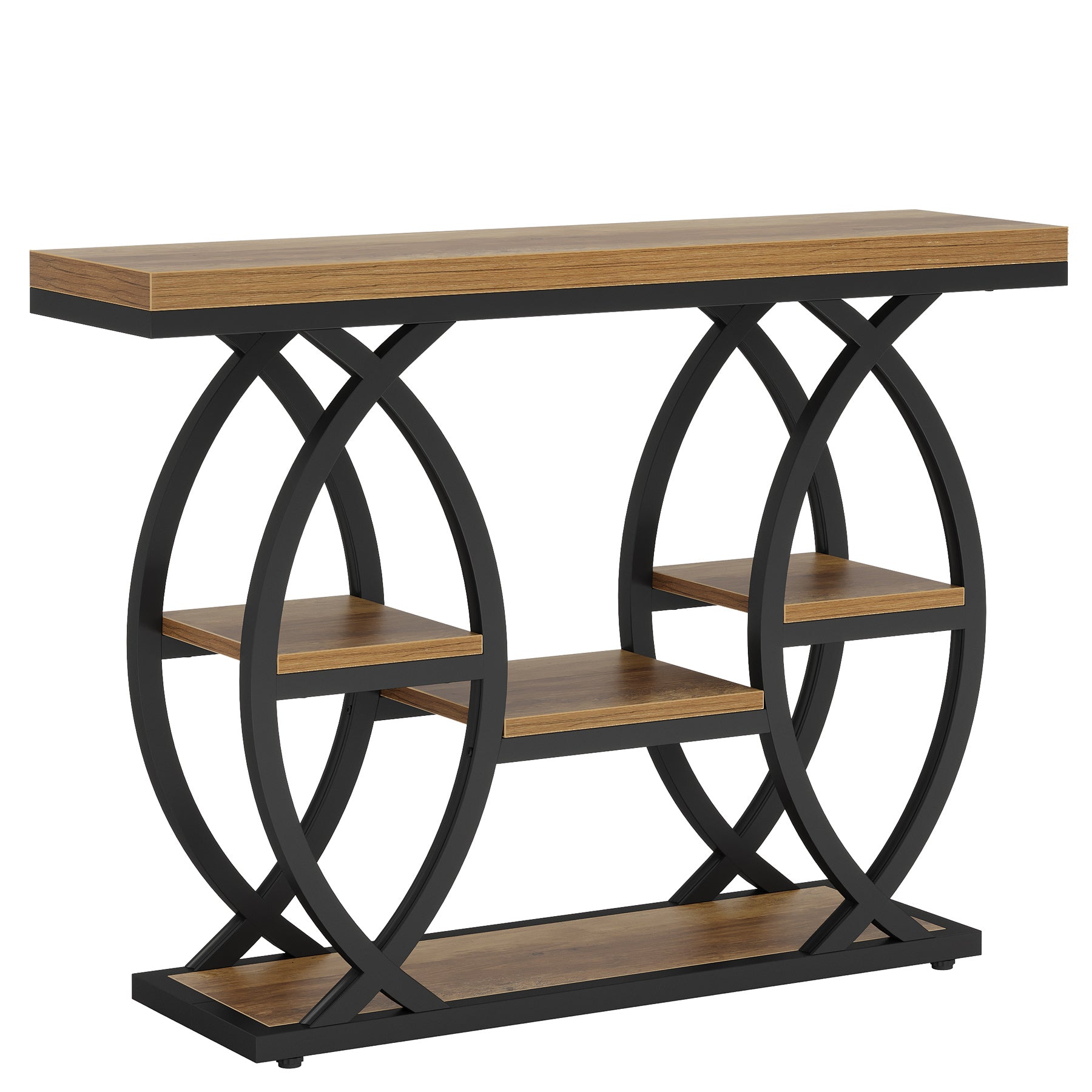 39.4" Console Table, Industrial 4-Tier Sofa Table Entryway Table with Storage Shelves