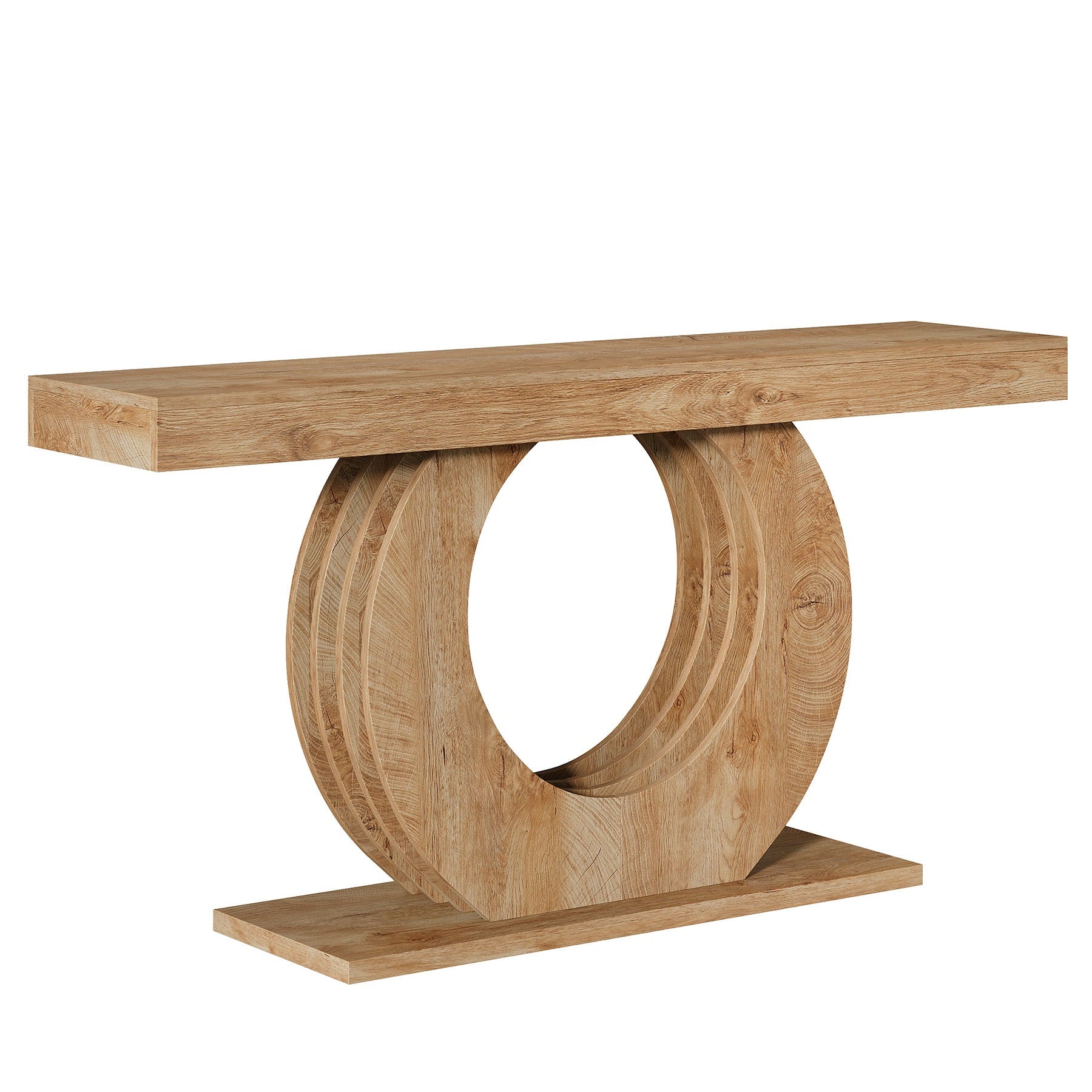 63" Console Table, Rustic Sofa Table Entryway Table with Circle Base