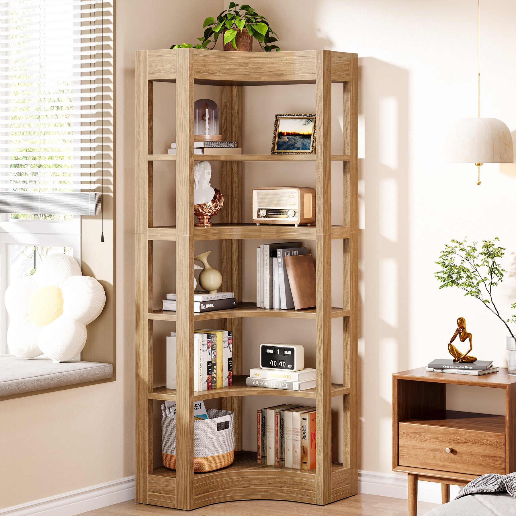 71" Corner Shelf, L-Shaped Bookcase 6-Tier Bookshelf for Home Office