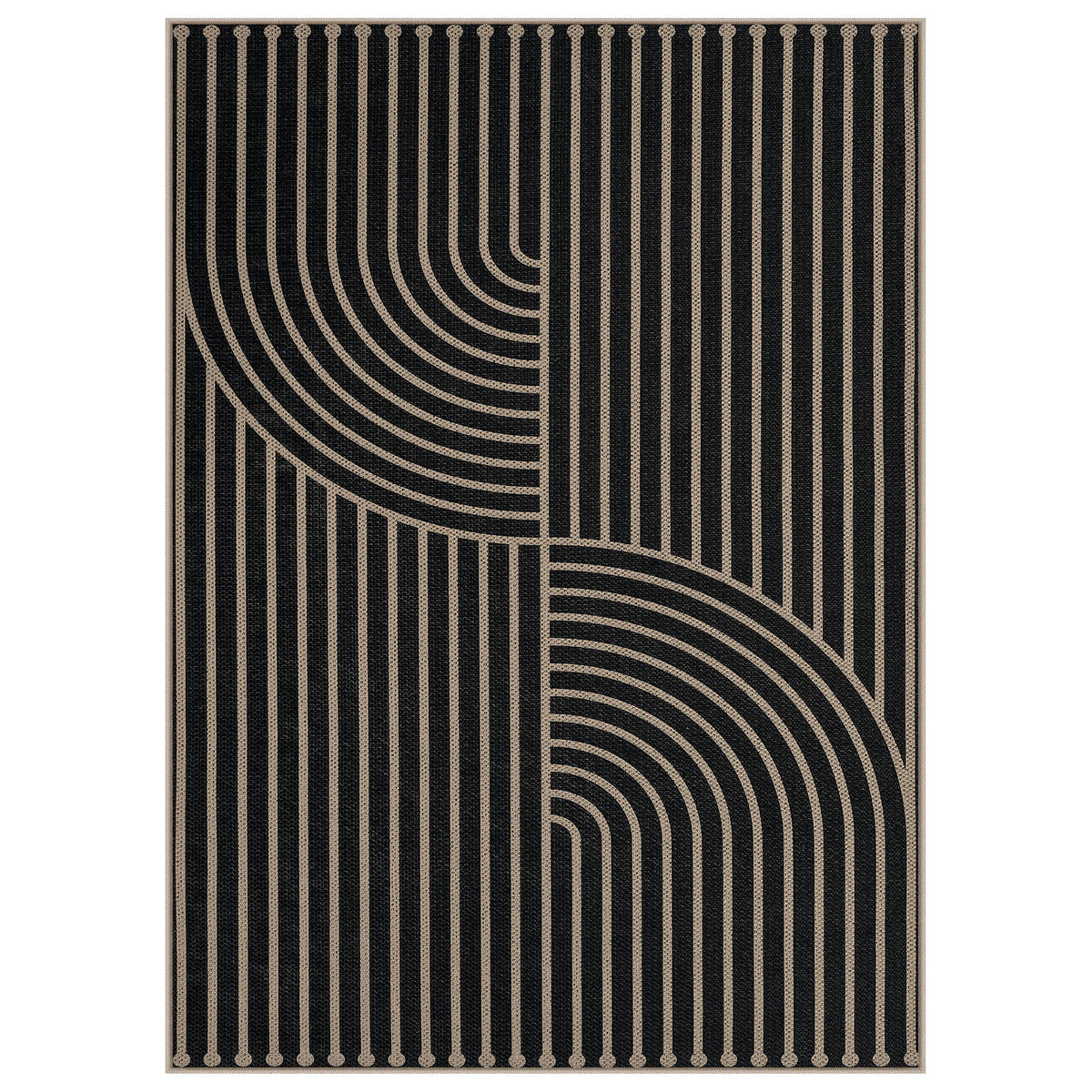 Boho Jute Washable Area Rug, Non-Slip Neutral Abstract, Indoor Outdoor Entryway Kitchen Patio Rug