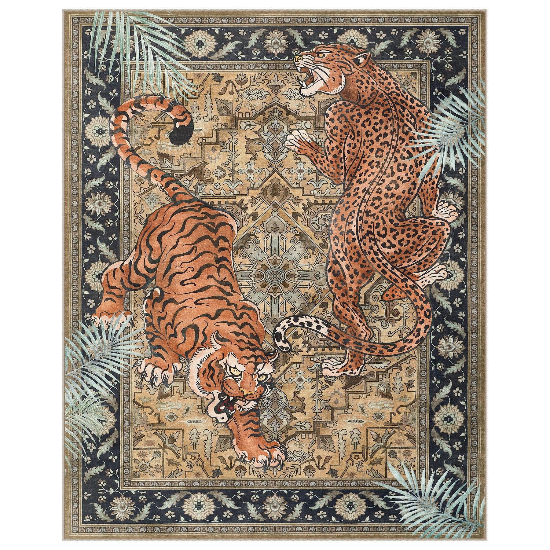 5x7/8x10 Tiger Leopard Print Area Rug#Color_Brown