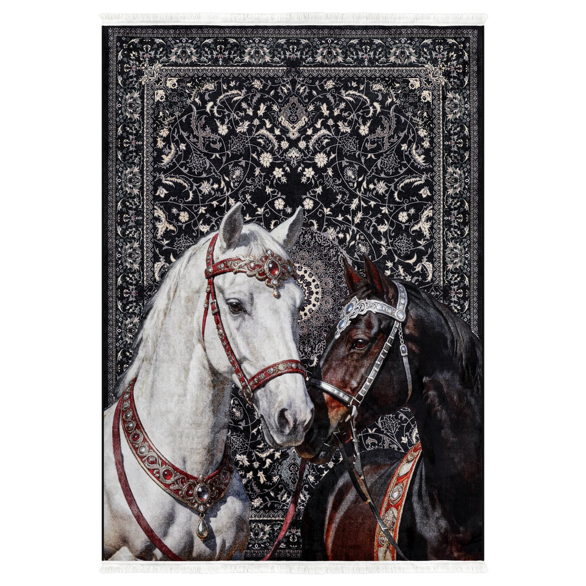 5x7 Boho Western Horse Rug#Color_Black