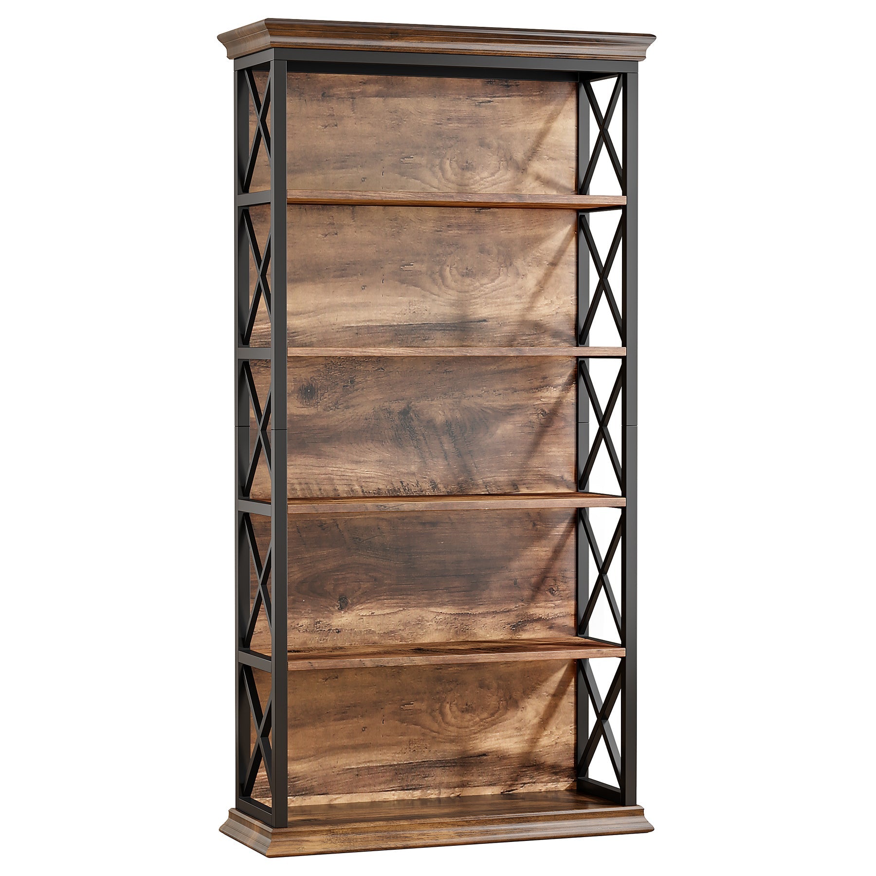 6 - Tier Bookshelf, 70.87" Etagere Metal and Wooden Bookcase for Home Office Tribesigns