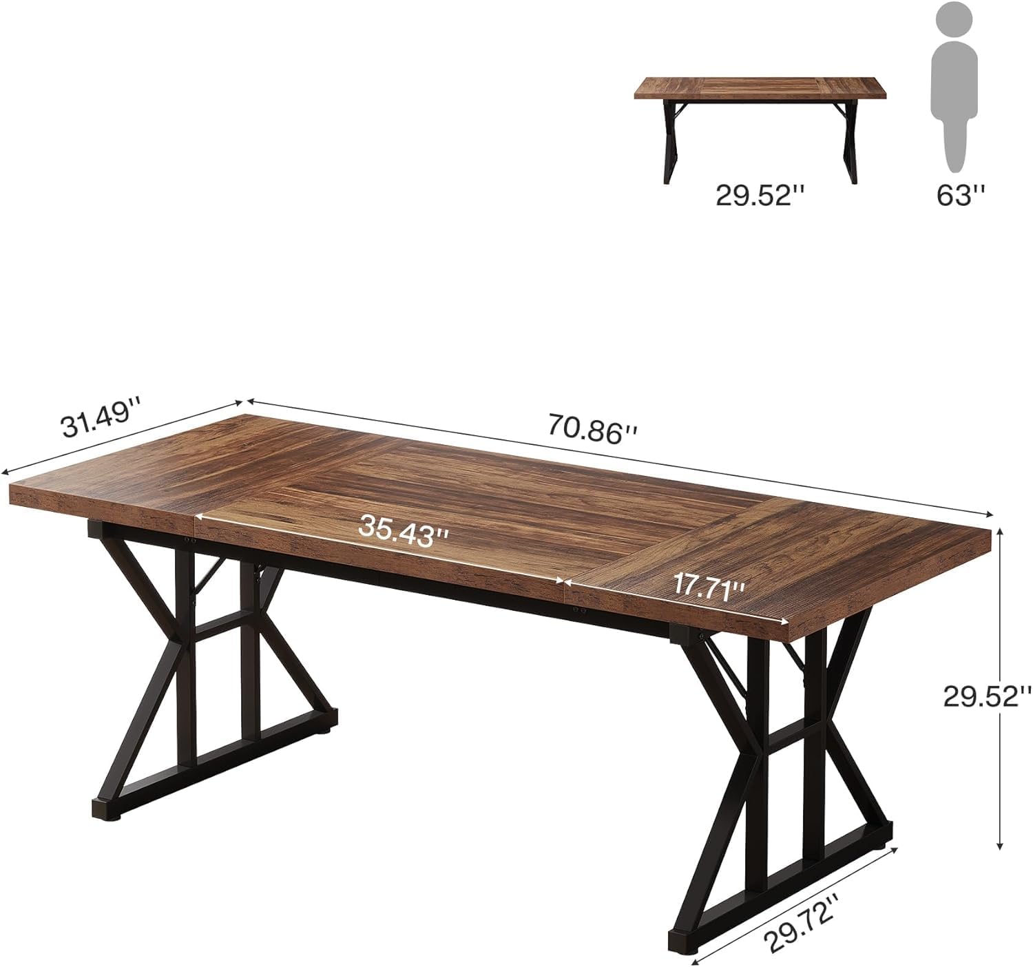 Tribesigns 70.86" Executive Desk, Industrial Style Computer Desk for Home Office