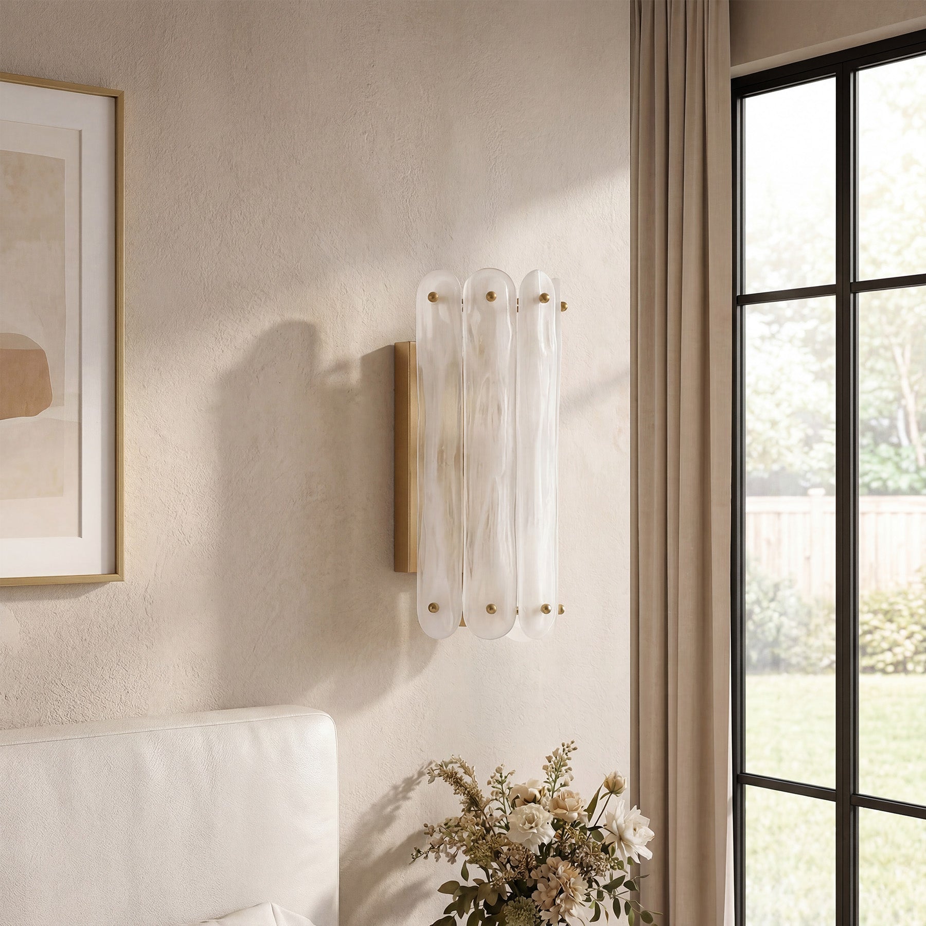 2-Light Modern Wall Sconce, 13.78" Wall Light Fixture with Glass Shade