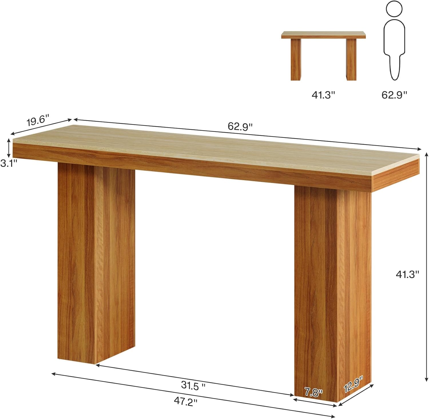 62.9" Console Table, Narrow Sofa Table Entryway Table Tribesigns