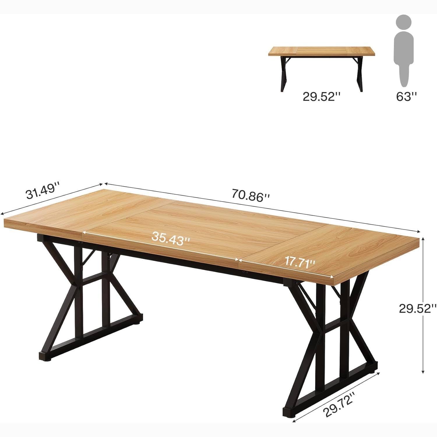 Tribesigns 70.86" Executive Desk, Industrial Style Computer Desk for Home Office