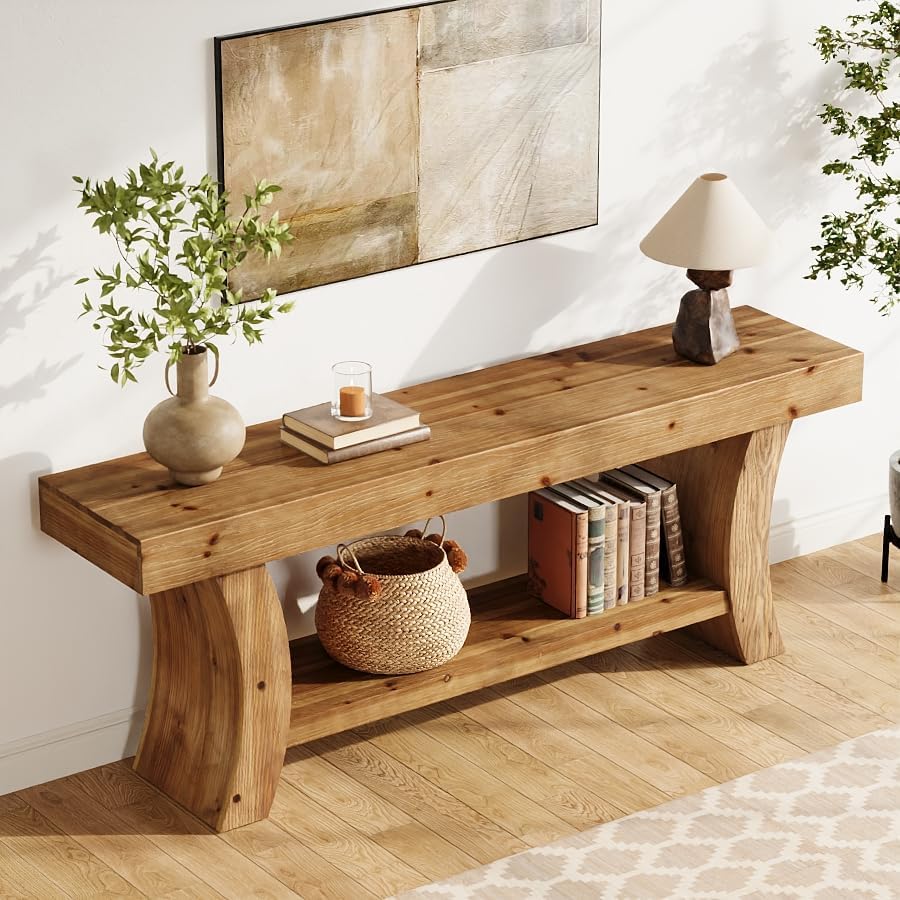 63" Solid Wood TV Stand, Entertainment Center for Up to 70" TVs