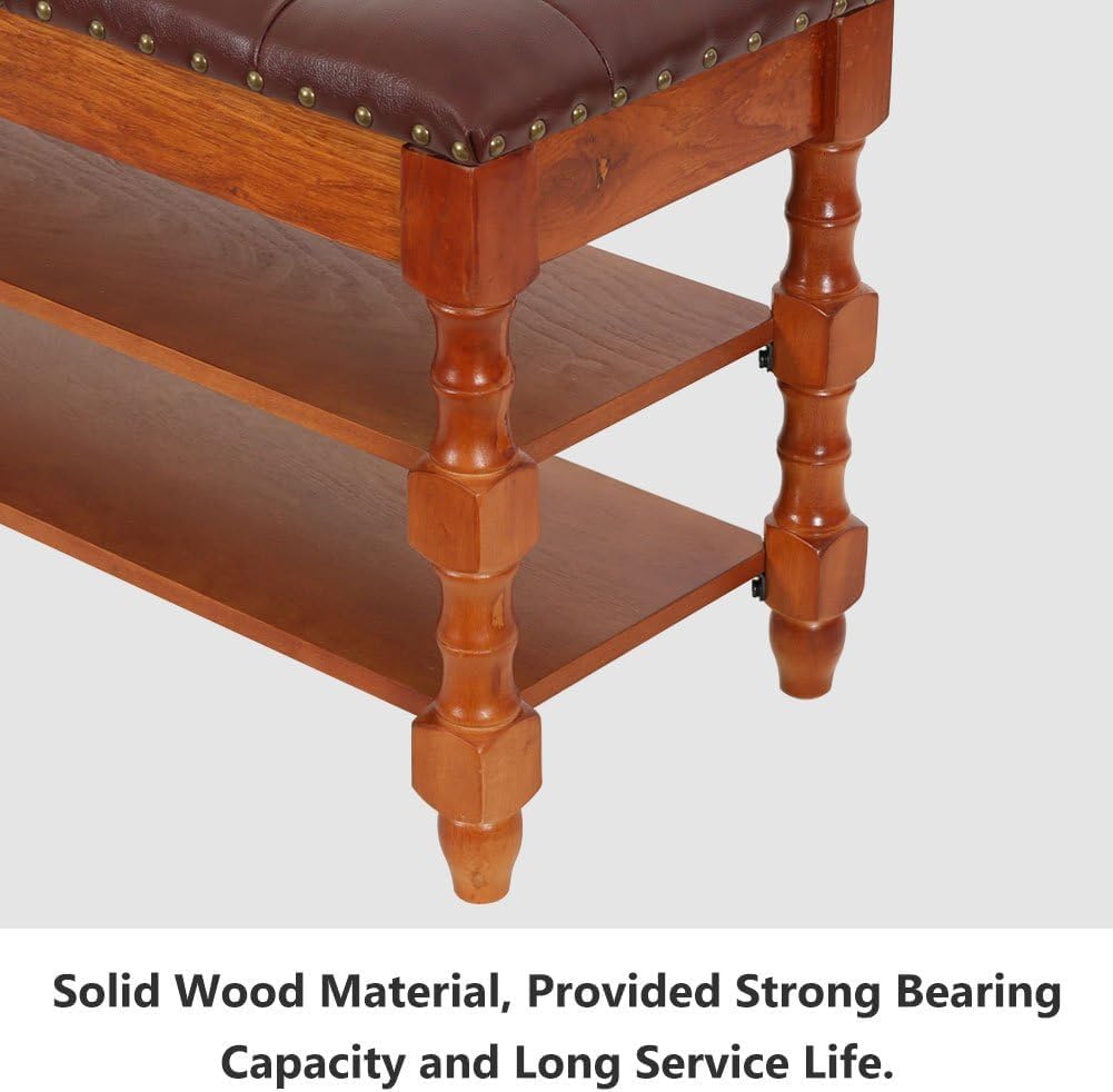 39" Storage Bench, Solid Wood Shoe Bench 8-10 Pair Shoe Organizer with Lift Top