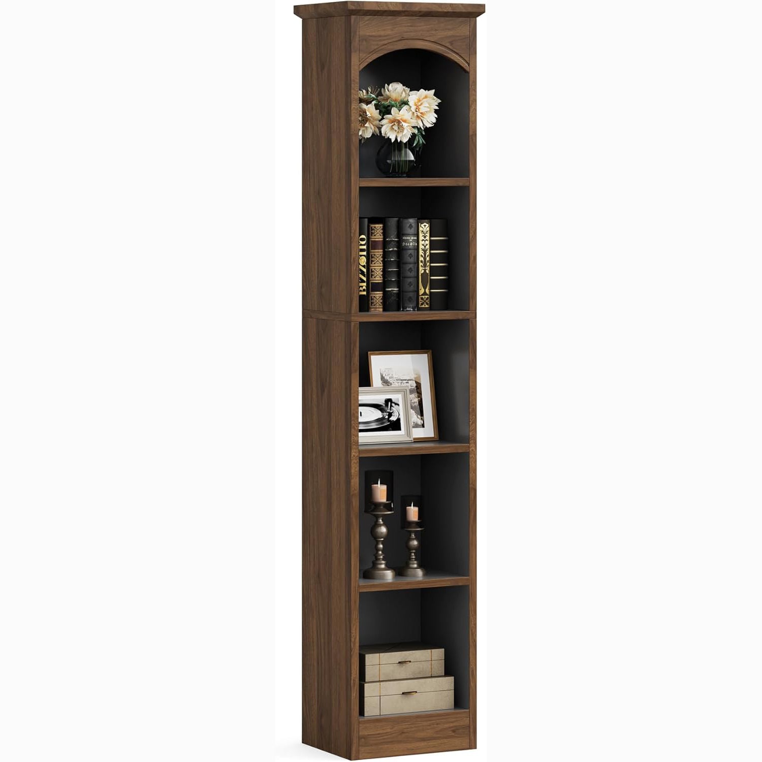 70.9" Tall Narrow Bookcase with 5-Tier Storage, Modern Cube Bookshelf