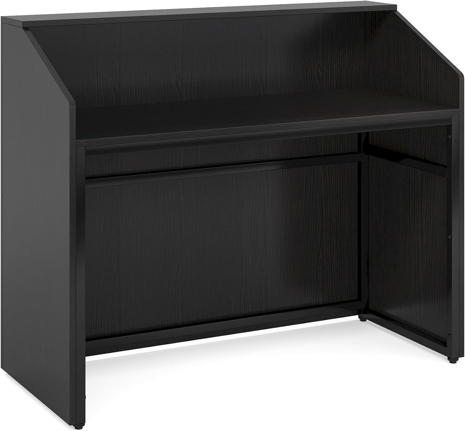 46.46" Modern Reception Desk, White Front Counter with Cable Grommet for Salon and Home Office