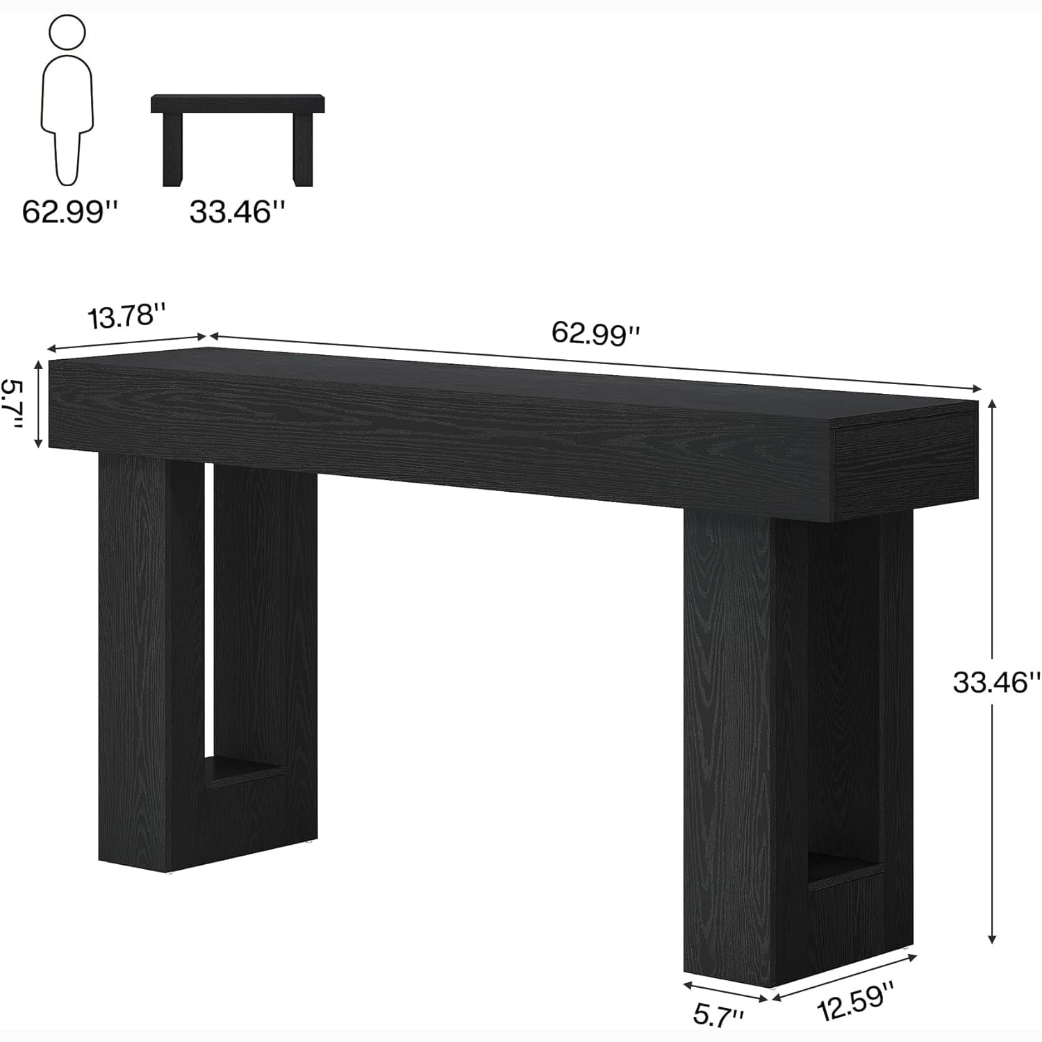 Tribesigns 63-Inch Console Table, Farmhouse Wooden Sofa Table