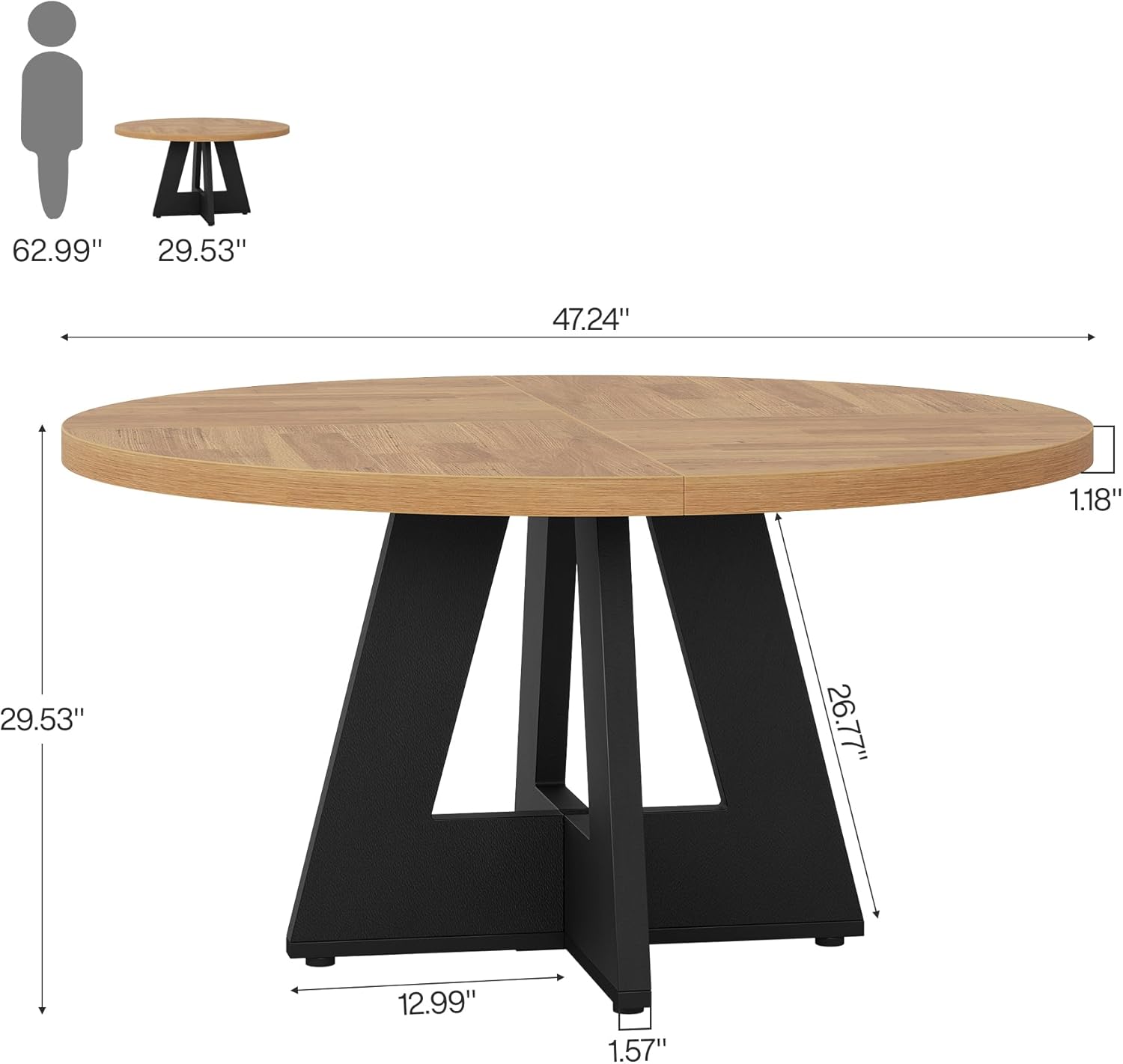 Tribesigns 47 Inch Round Dining Table, Farmhouse Kitchen Table for 4-6
