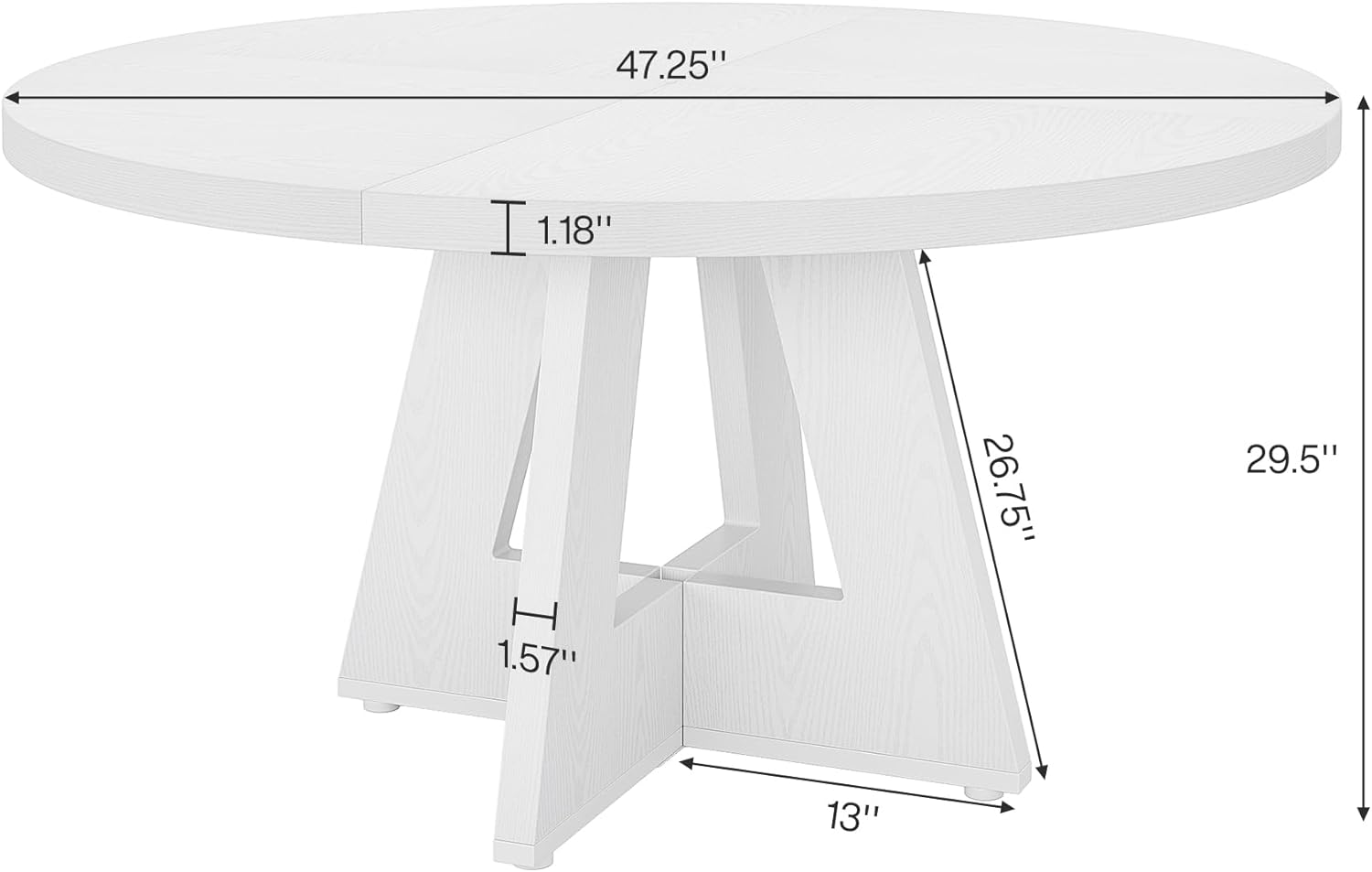 Tribesigns 47 Inch Round Dining Table, Farmhouse Kitchen Table for 4-6