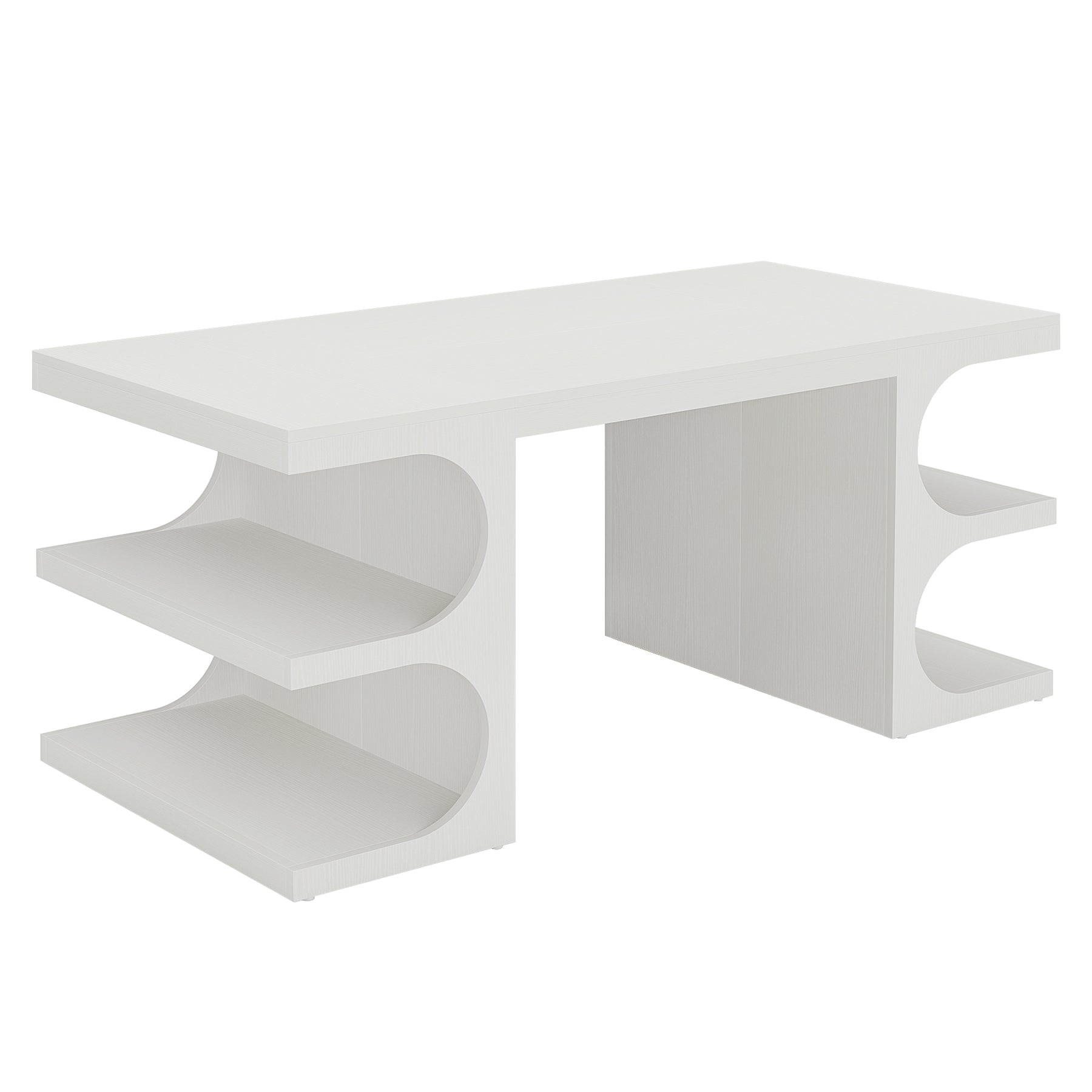 62" Executive Desk, Modern Office Computer Desk with Storage Shelves Tribesigns