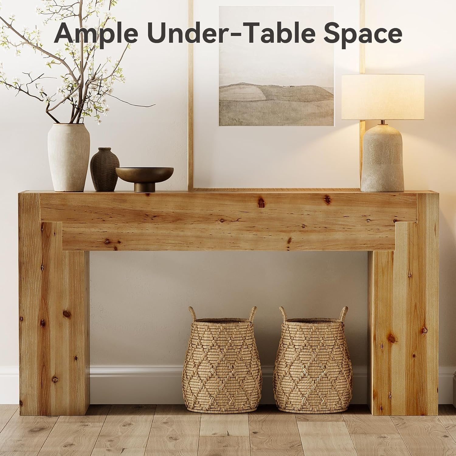 62.99" Console Table, Farmhouse Wood Sofa Entryway Table Indoor for Hallway
