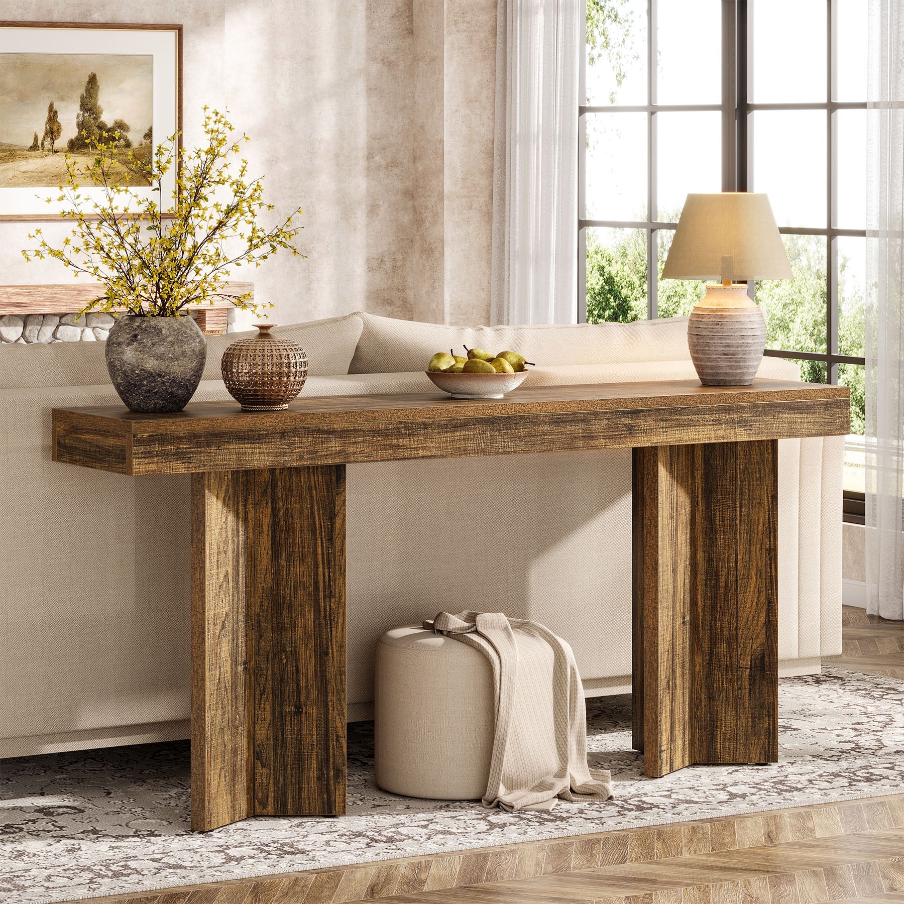 63" Console Table, Farmhouse Entryway Table Sofa Table Tribesigns