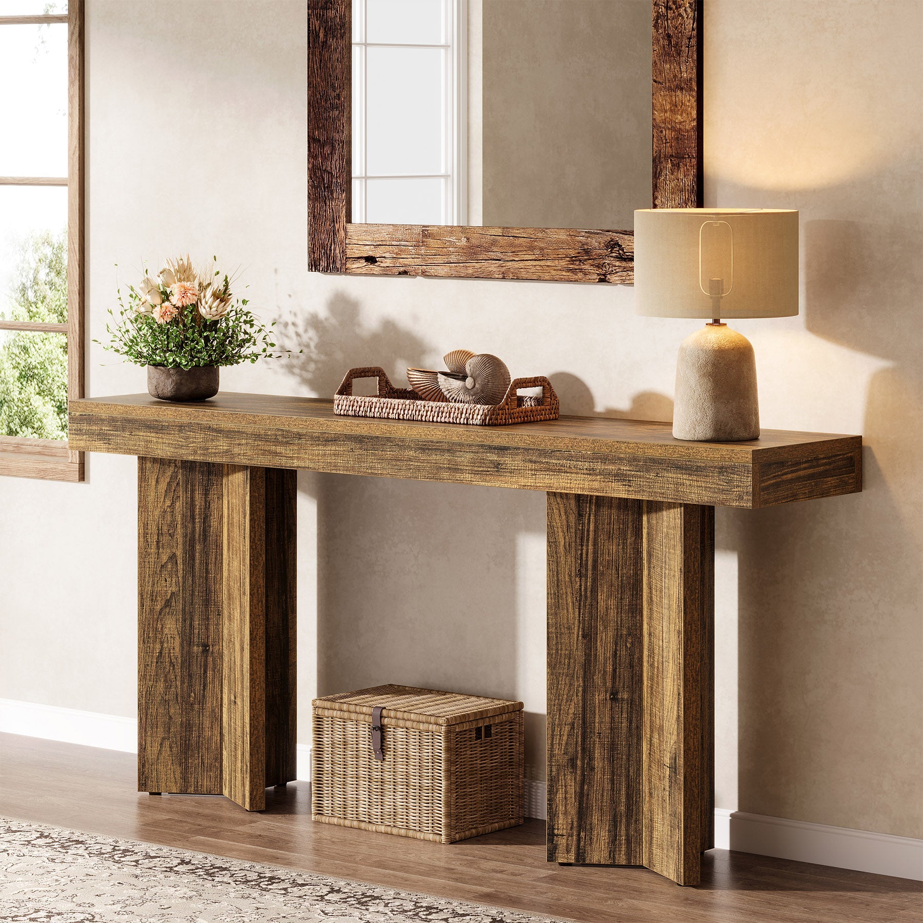 63" Console Table, Farmhouse Entryway Table Sofa Table Tribesigns