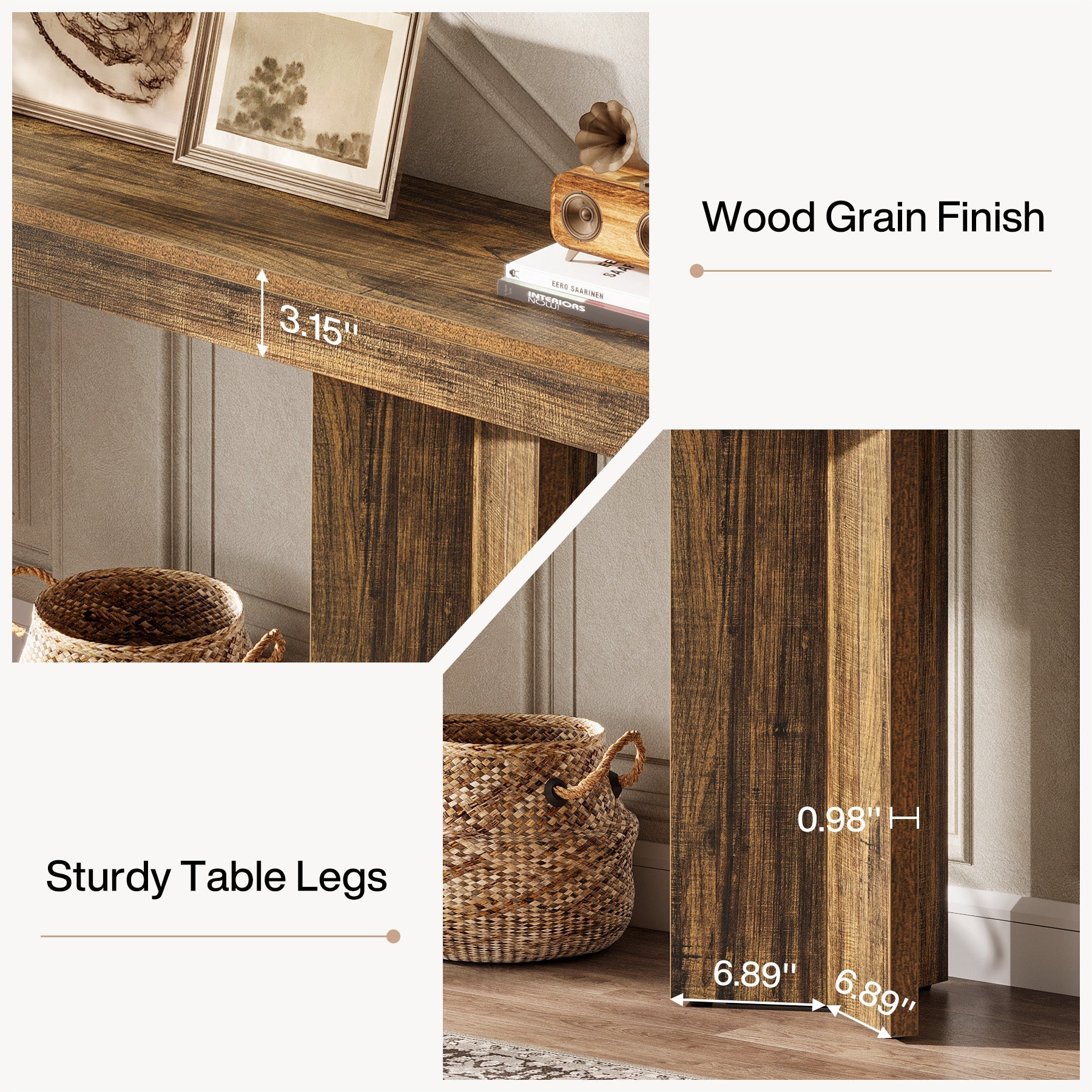 63" Console Table, Farmhouse Entryway Table Sofa Table Tribesigns