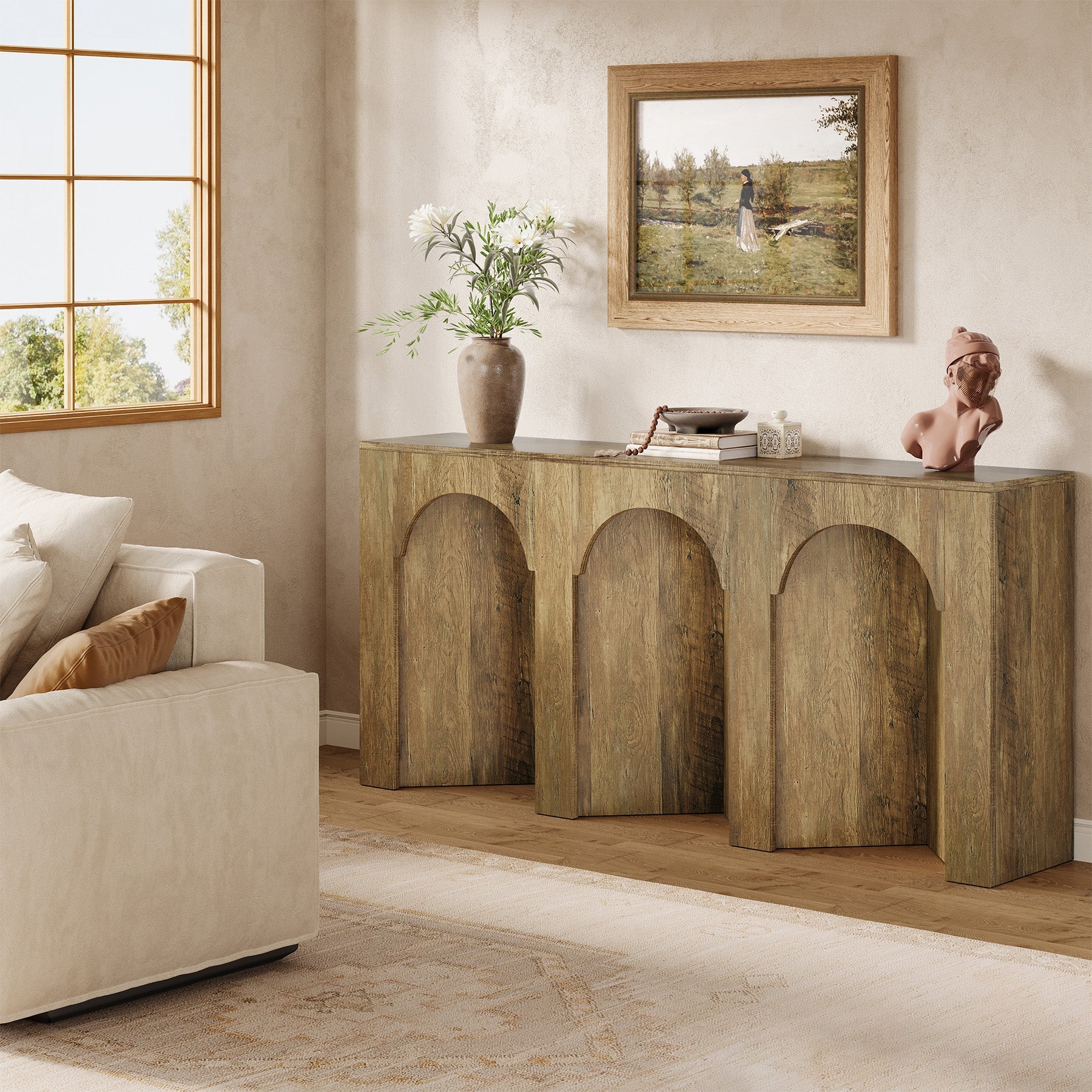 63" Console Table, Farmhouse Narrow Entryway Table Sofa Table Tribesigns