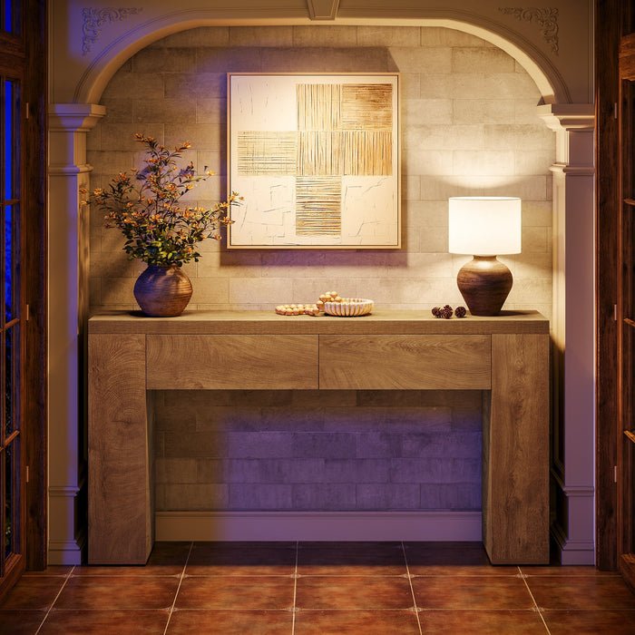 63“ Rustic Console Table with Drawers, Narrow Sofa Table for Hallway or Entryway