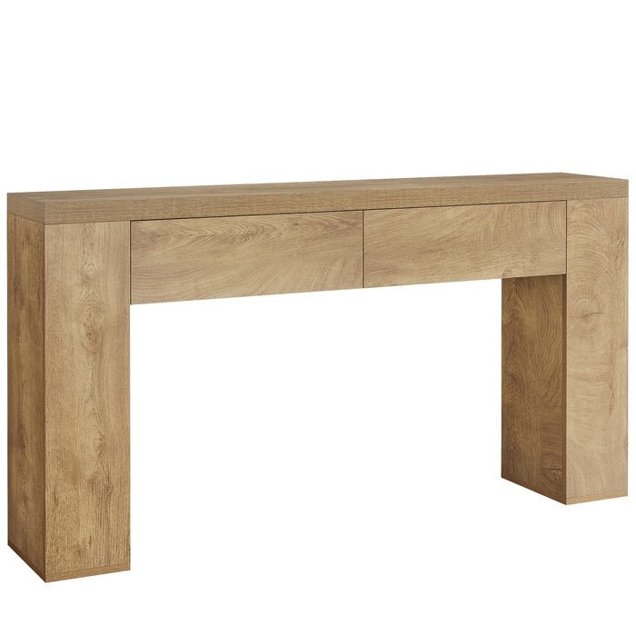 63“ Rustic Console Table with Drawers, Narrow Sofa Table for Hallway or Entryway