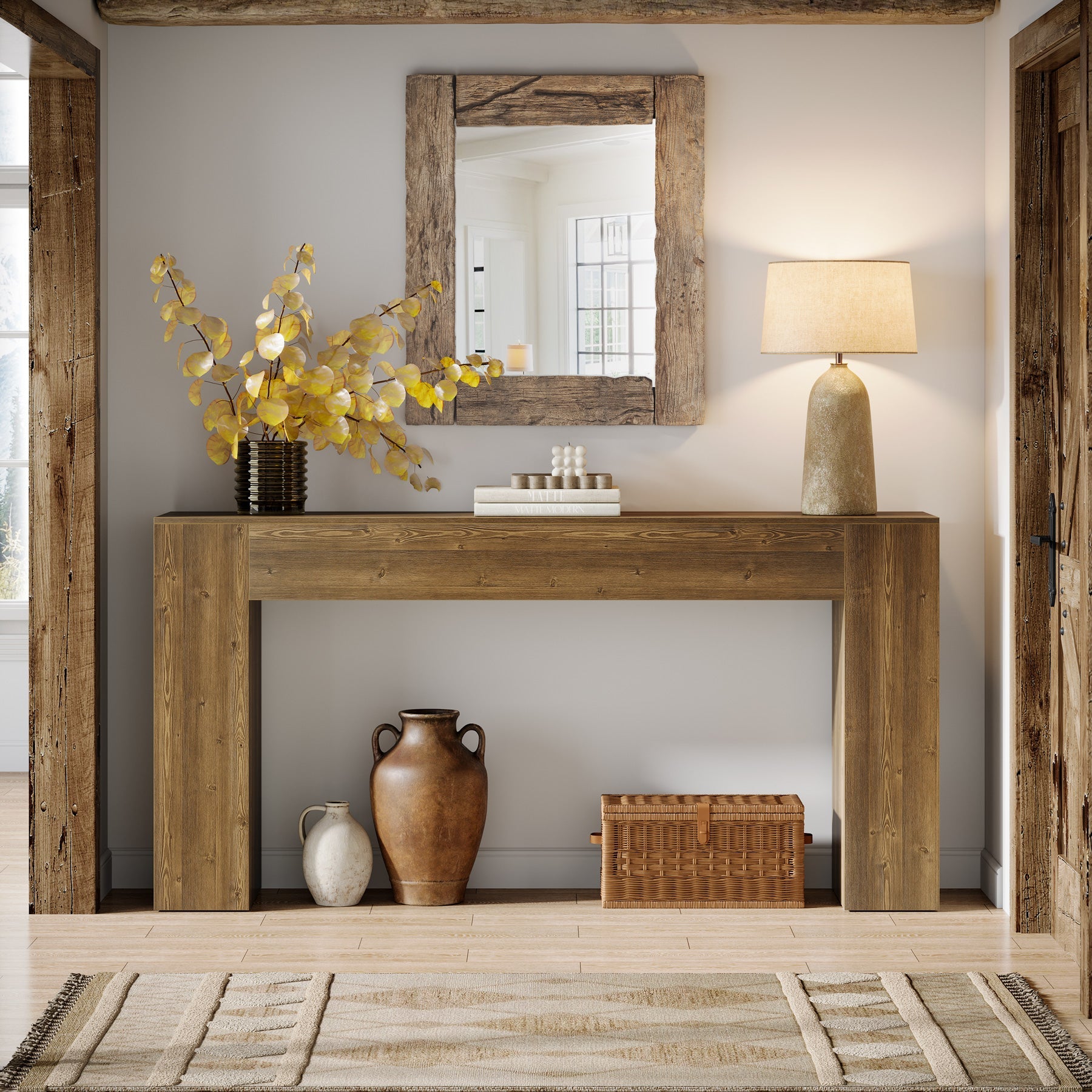 63" Console Table, Rustic Sofa Table Hallway Table with Stable Legs Tribesigns