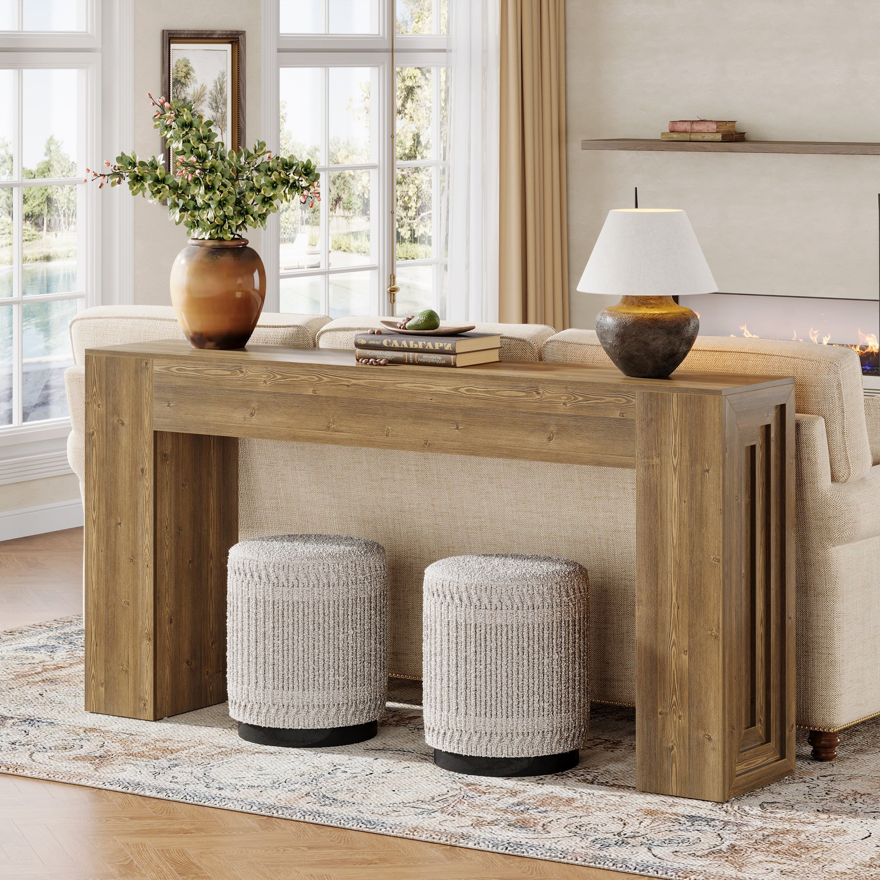 63" Console Table, Rustic Sofa Table Hallway Table with Stable Legs Tribesigns