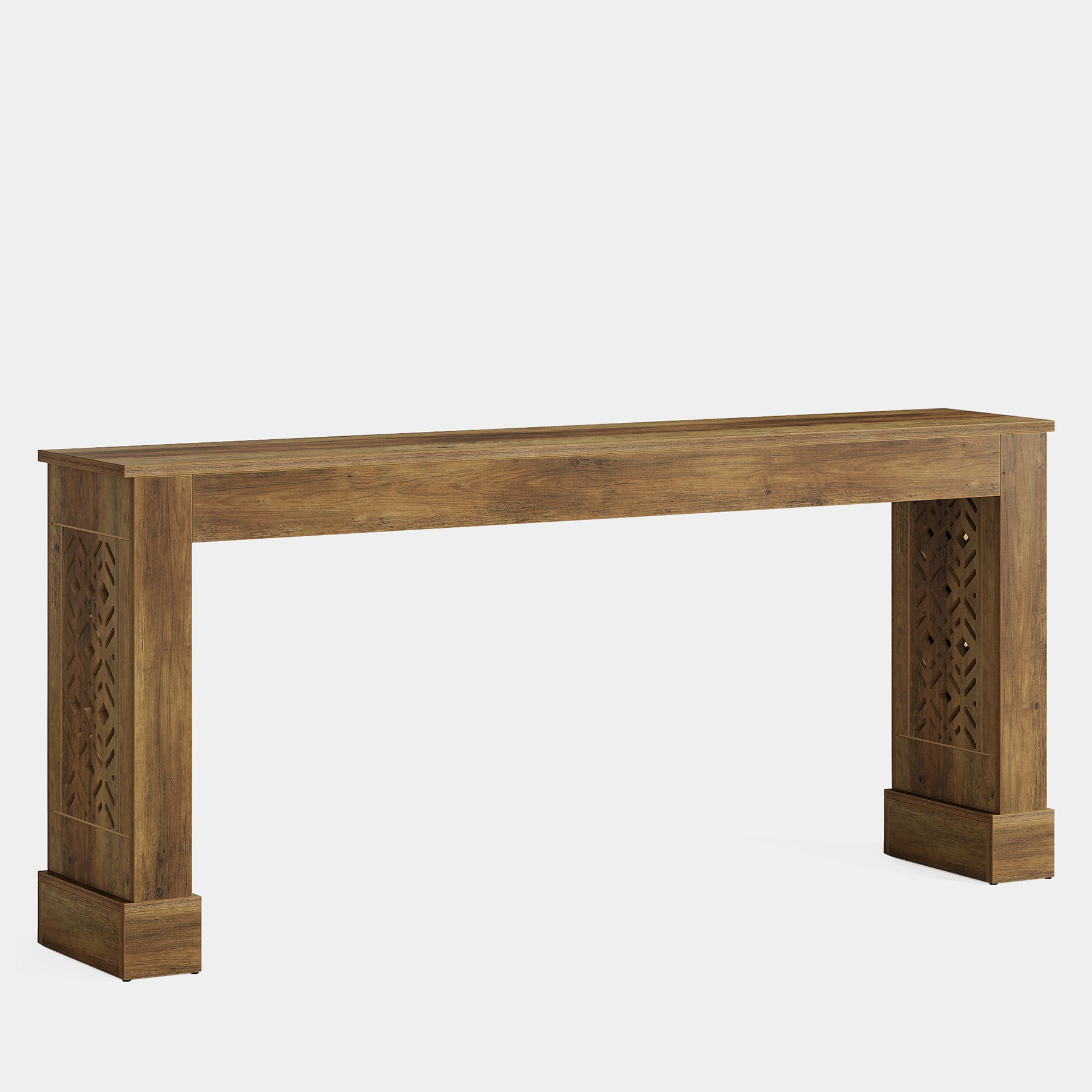 63" Console Table, Wood Sofa Table Entryway Table with Hollow Pattern Legs Tribesigns
