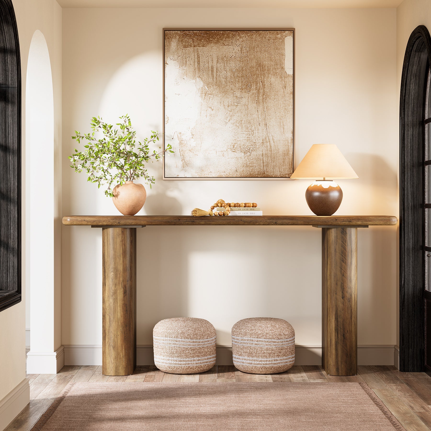 63" Console Table, Wooden Sofa Table Entryway Tables Tribesigns