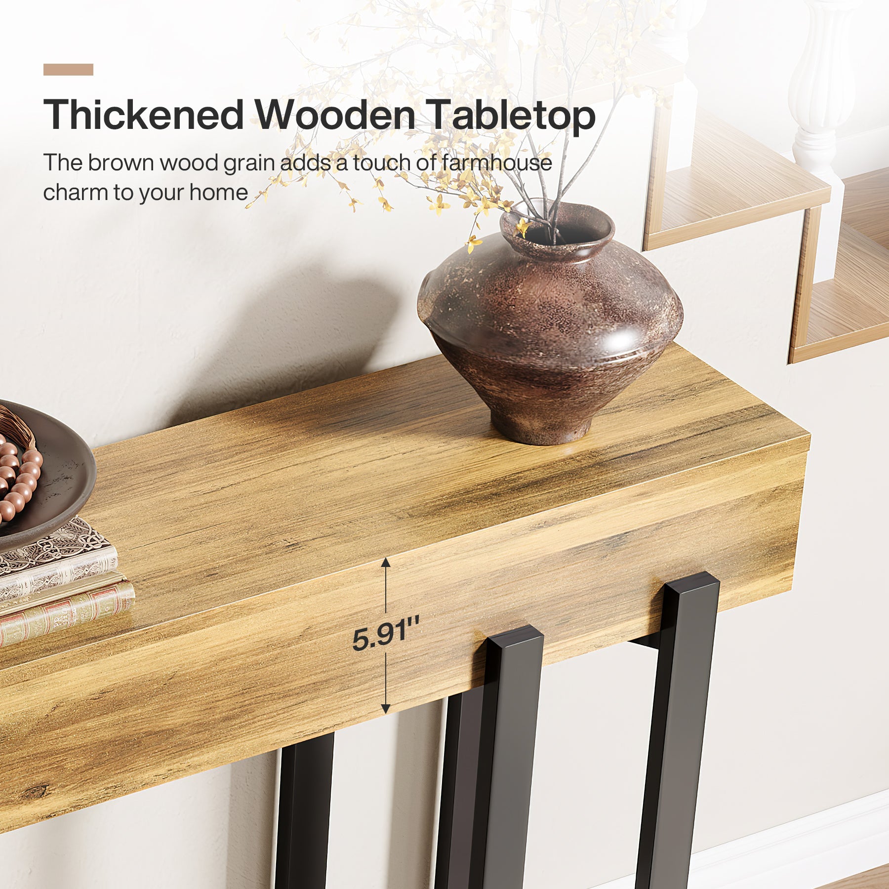 63" Console Table, Wooden Sofa Table Hallway Foyer Table Tribesigns