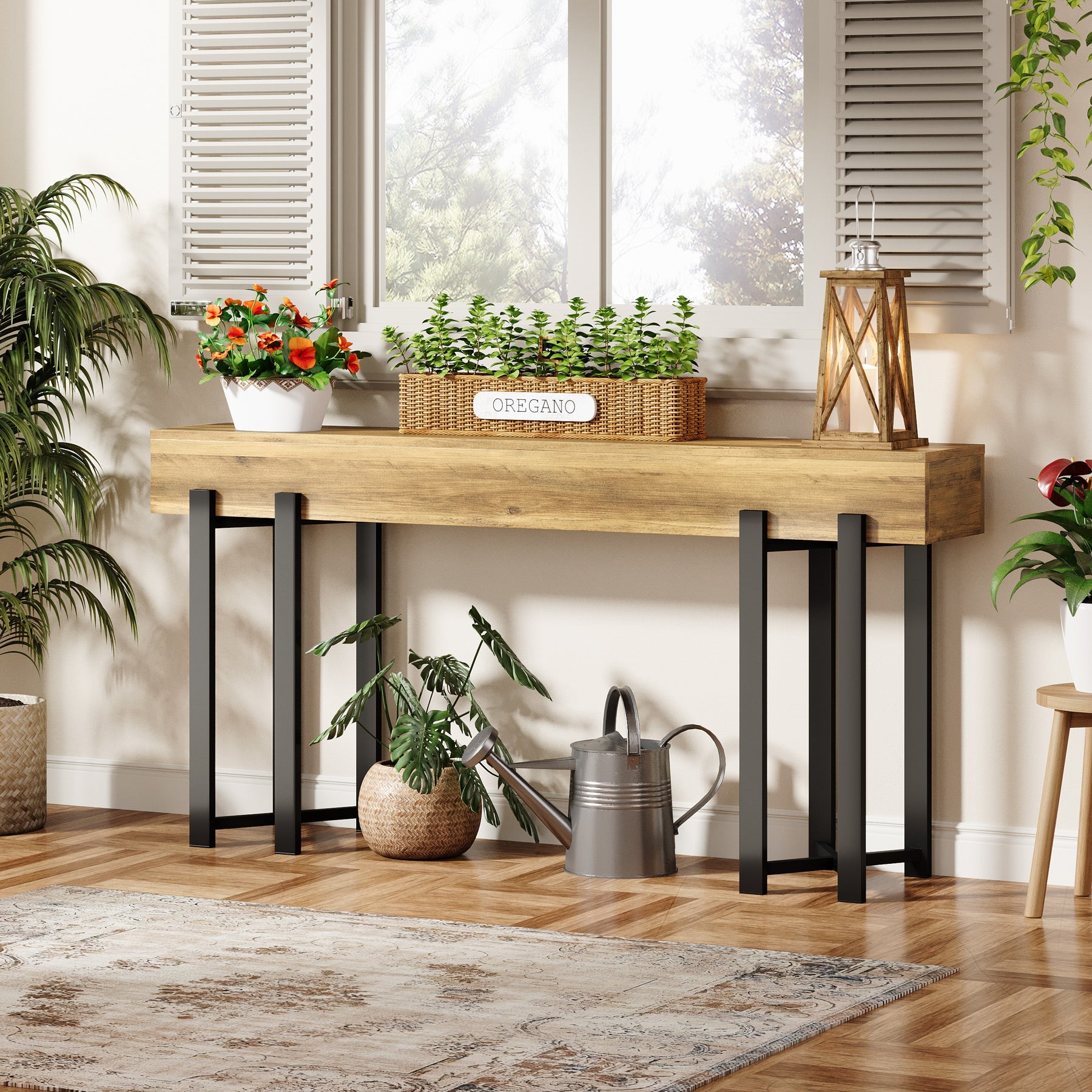 63" Console Table, Wooden Sofa Table Hallway Foyer Table Tribesigns