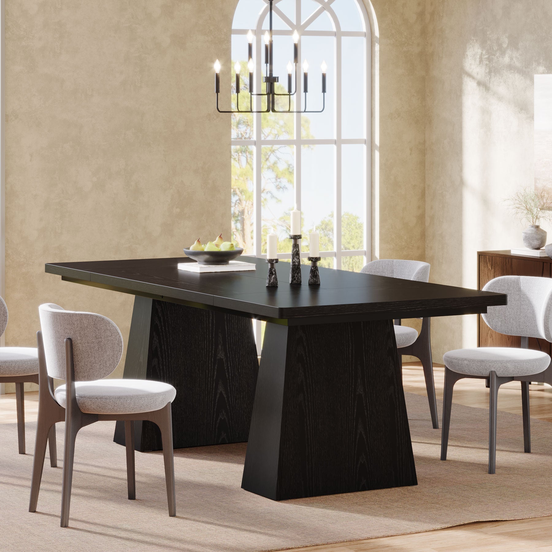 63" Dining Table, Farmhouse Wood Kitchen Table for 6 People Tribesigns