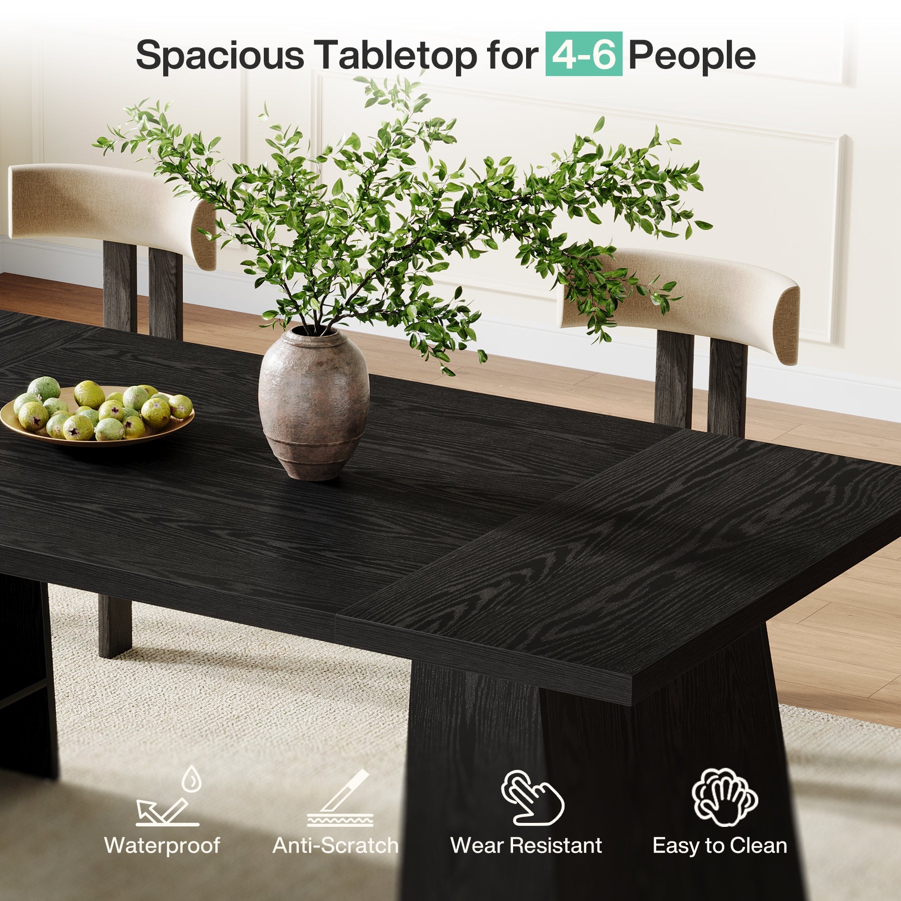 63" Dining Table for 4 - 6 People, Modern Kitchen Table with Storage Shelves Tribesigns