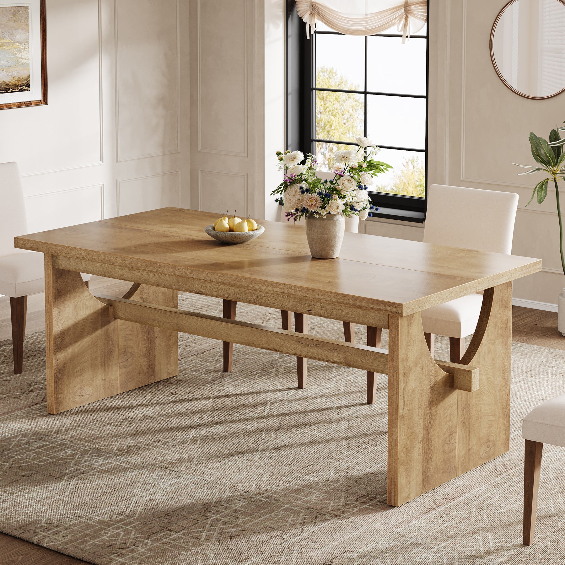 63" Dining Table, Large Rectangular Kitchen Dinner Table for 4 - 6 People Tribesigns