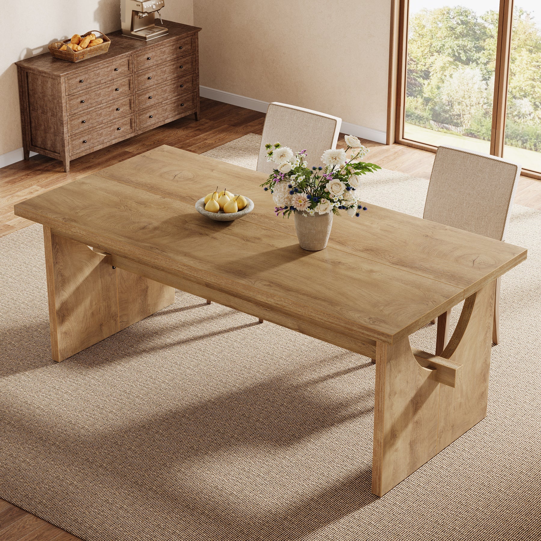 63" Dining Table, Large Rectangular Kitchen Dinner Table for 4 - 6 People Tribesigns