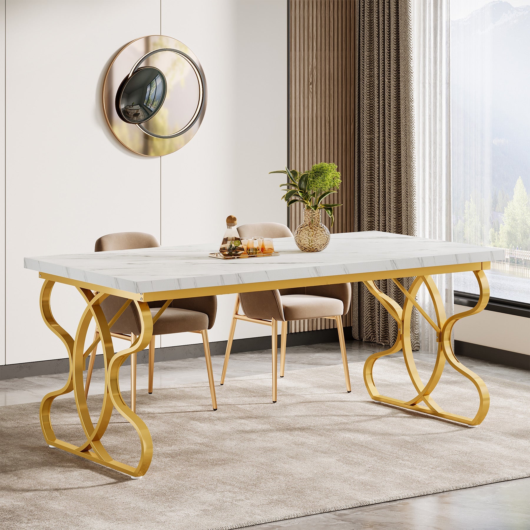 63" Dining Table, Modern Kitchen Dinner Table for 4 - 6 People Tribesigns