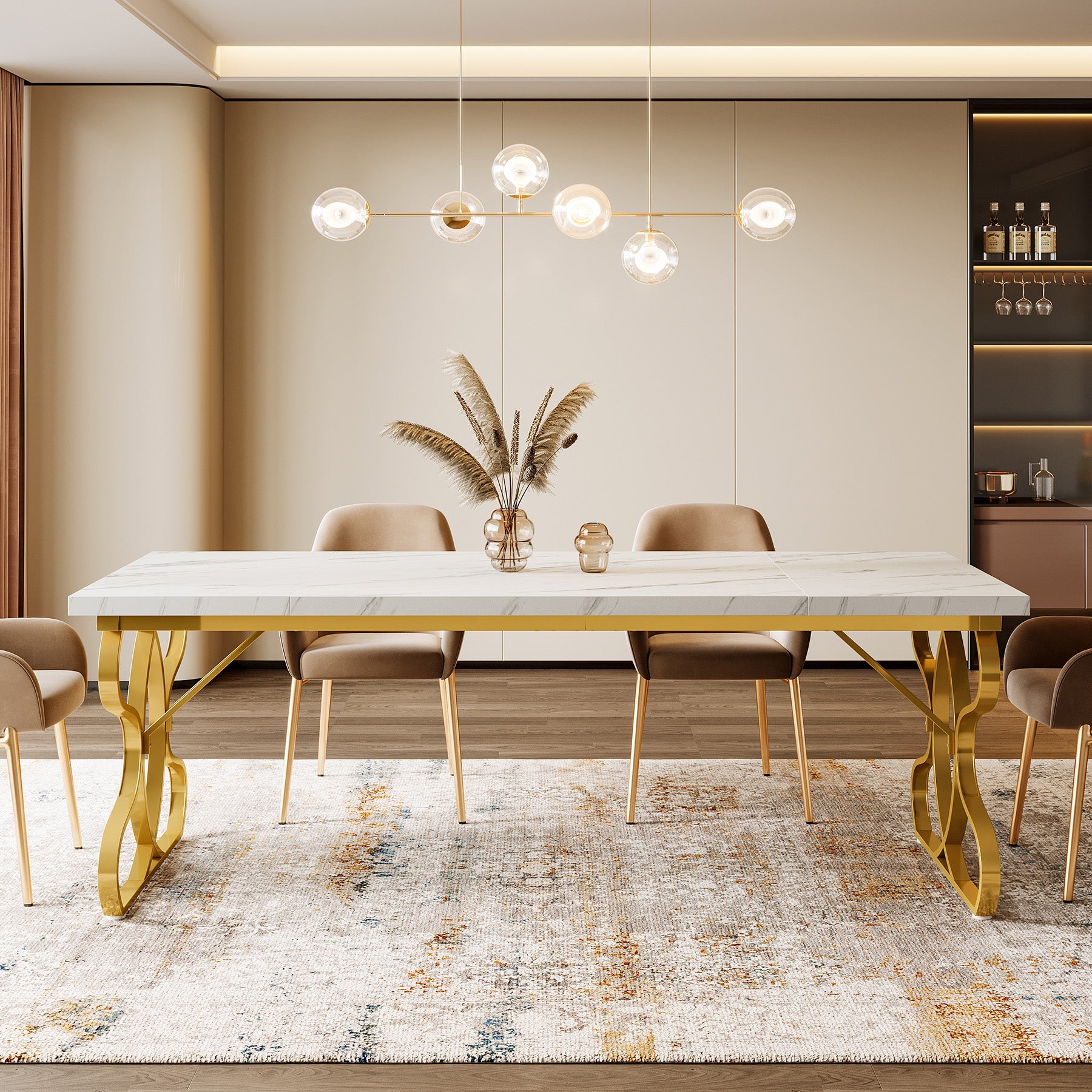 63" Dining Table, Modern Kitchen Dinner Table for 4 - 6 People Tribesigns