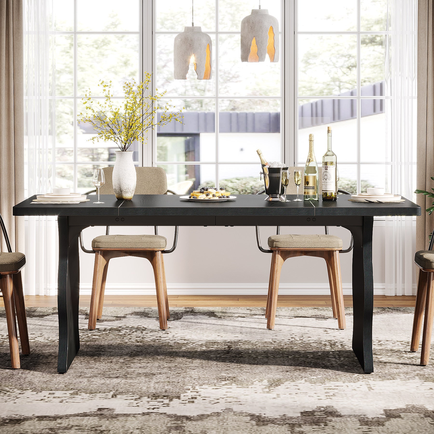 63" Dining Table, Modern Rectangular Kitchen Table for 4-6 Tribesigns