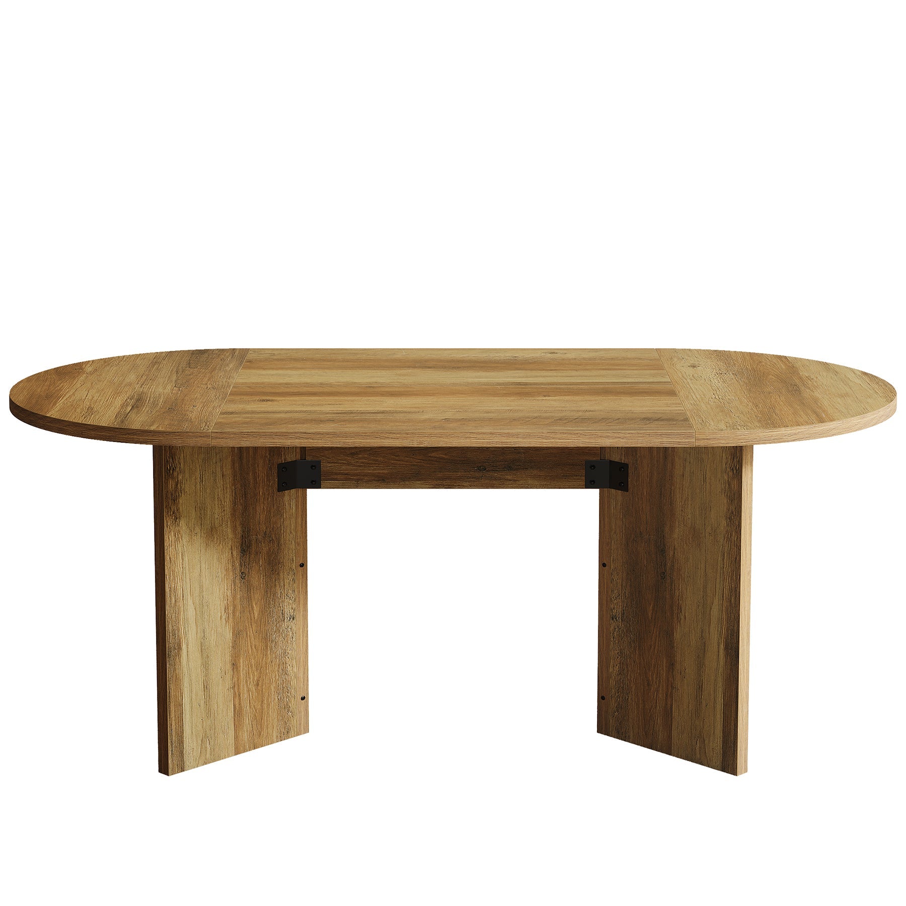 63" Dining Table, Oval Farmhouse Kitchen Table with Strip Base Tribesigns